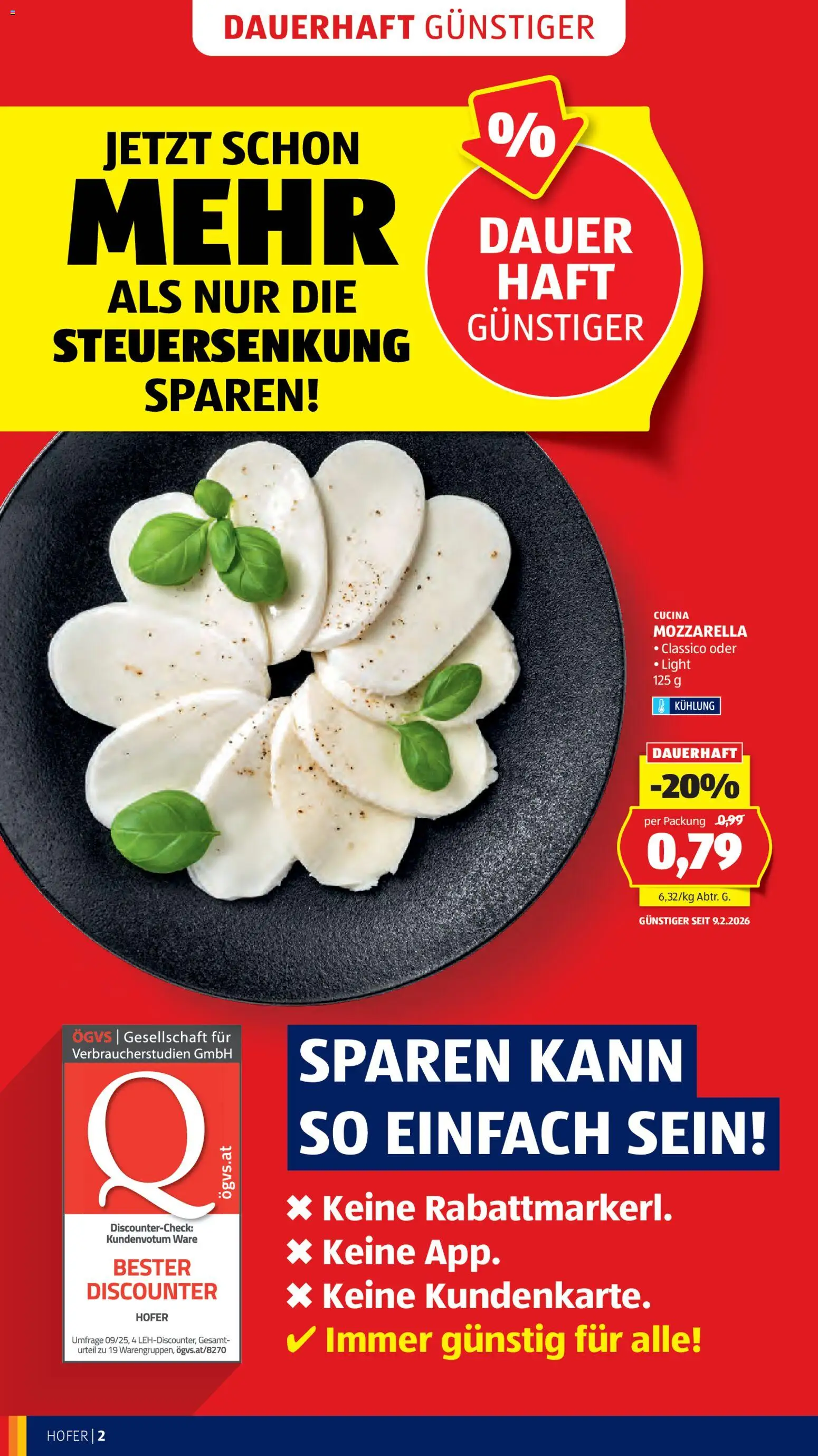 Hofer AT akciós ujság - amely érvényes a következő dátumtól: 13.02.2026 | Oldal: 4 | Termékek: Mozzarella, Só