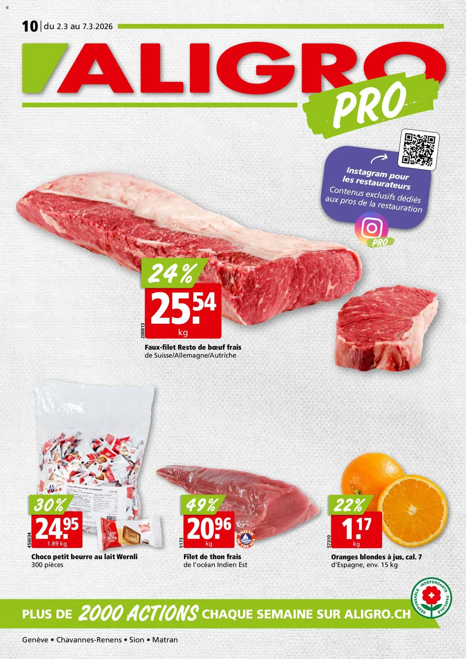 Aligro Aktionen Chavannes, Matran, Genève, Sion – gültig ab 02.03.2026 | Seite: 1