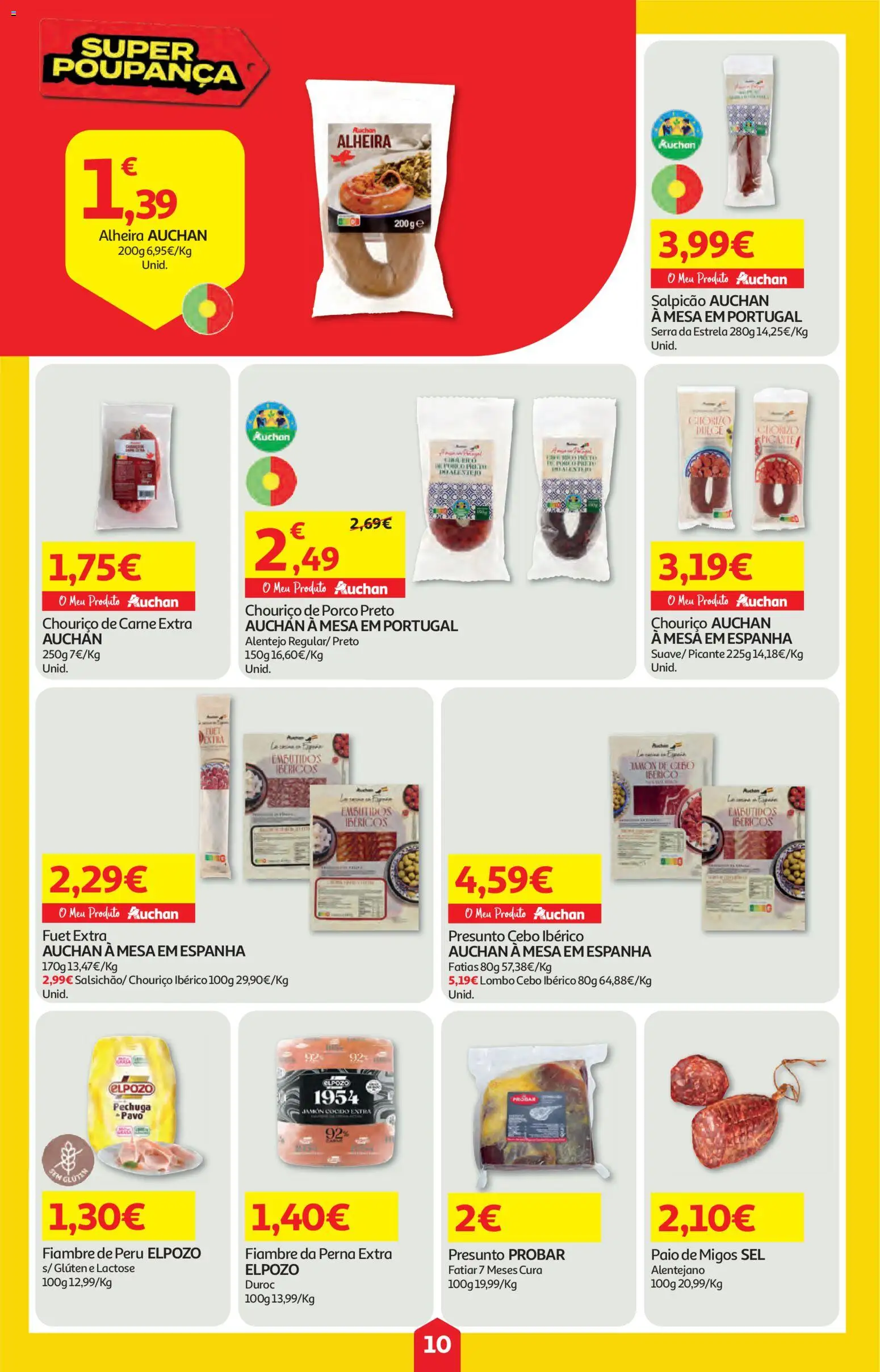 Auchan folheto │ válido de 16.04.2026 | Página: 10 | Produtos: Salpicão, Presunto, Carne, Alheira