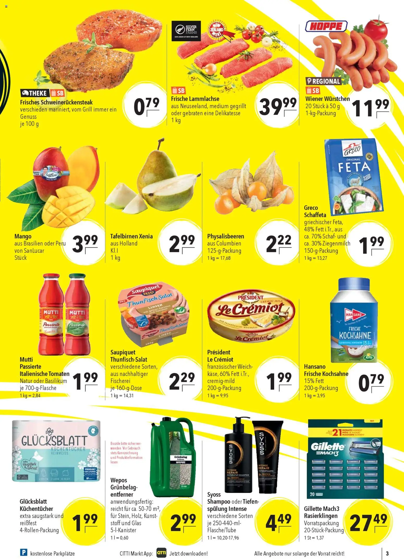 CITTI Markt Prospekt 	 – gültig ab 22.04.2026 | Seite: 3 | Produkte: Theke, Tomaten, Mango, Salat