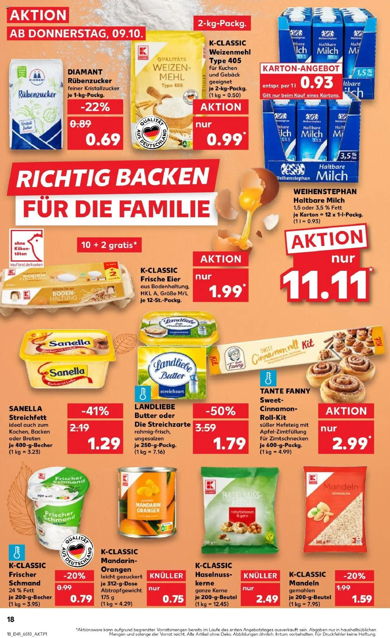 Kaufland prospekt Bergheim	 – gültig ab 13.10.2025 | Seite: 18 | Produkte: Mehl, Milch, Weizenmehl, Sanella