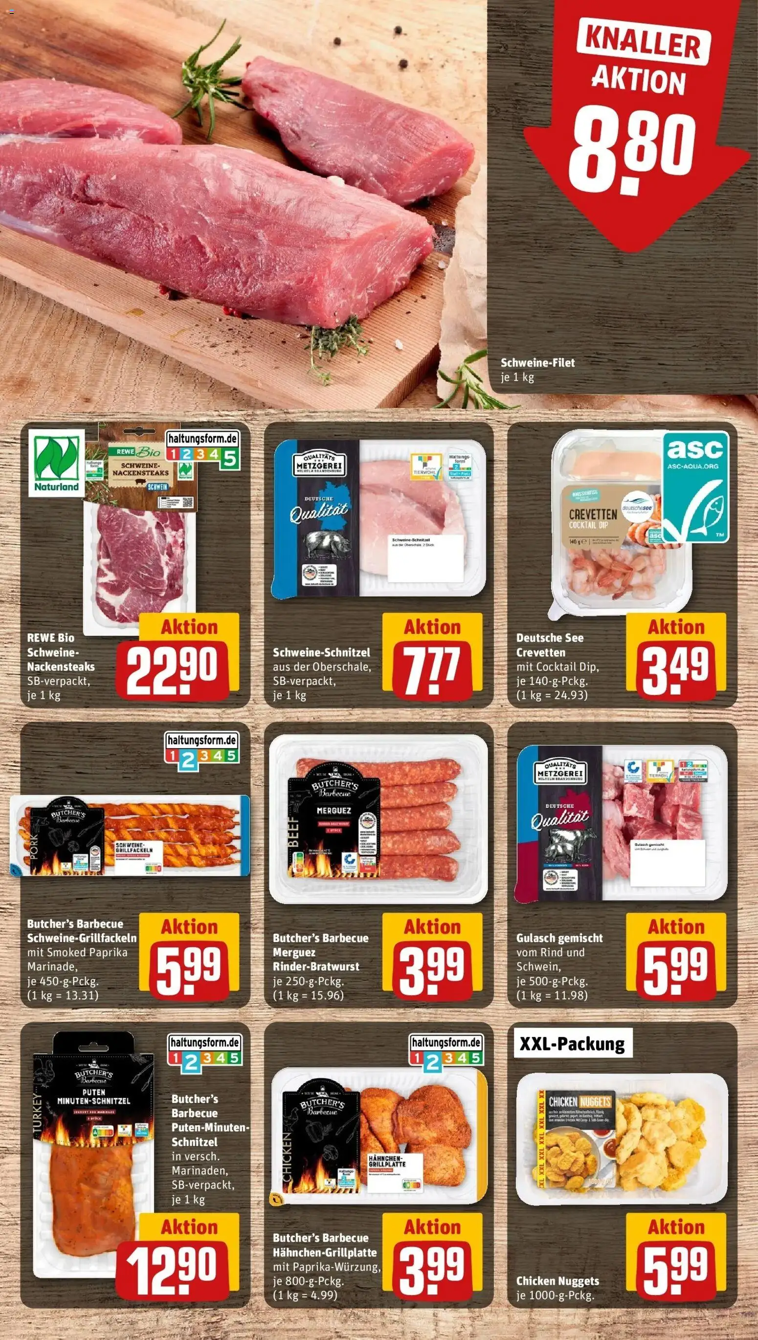Rewe Prospekt Waren	 – gültig ab 12.04.2026 | Seite: 6 | Produkte: Nackensteaks, Grill, Schweinefilet, Gulasch