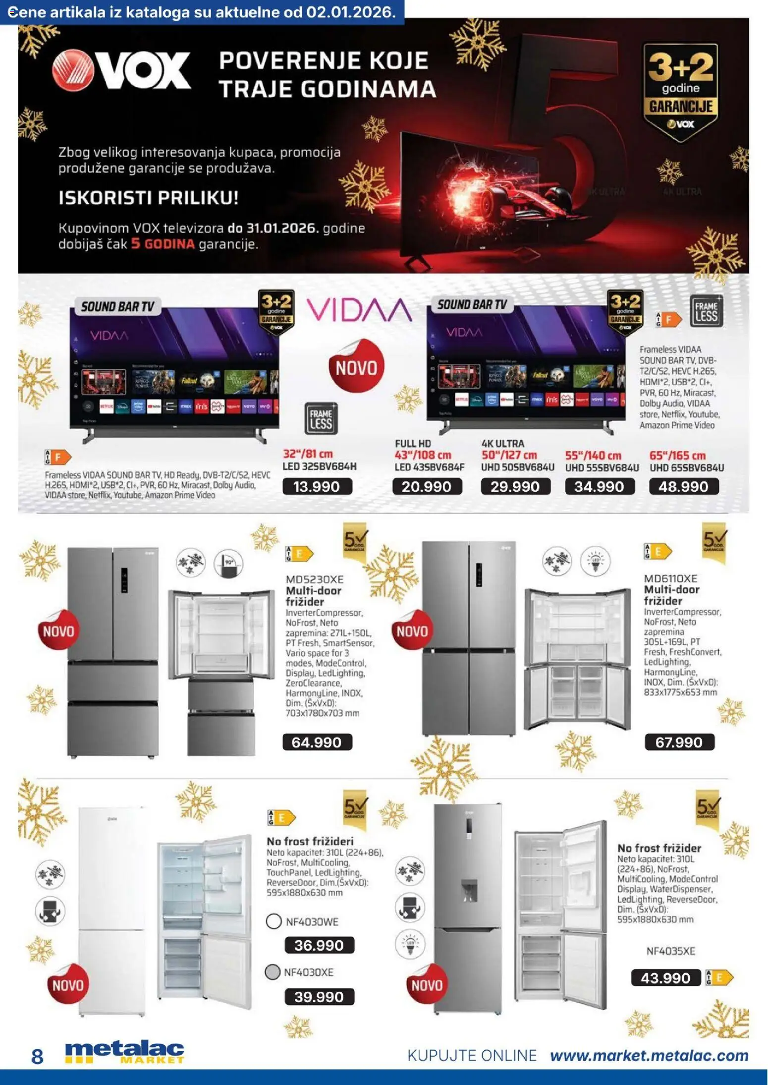 Metalac Market katalog - važi od 01.01.2026 | Strana: 8 | Proizvode: Video, Frižider