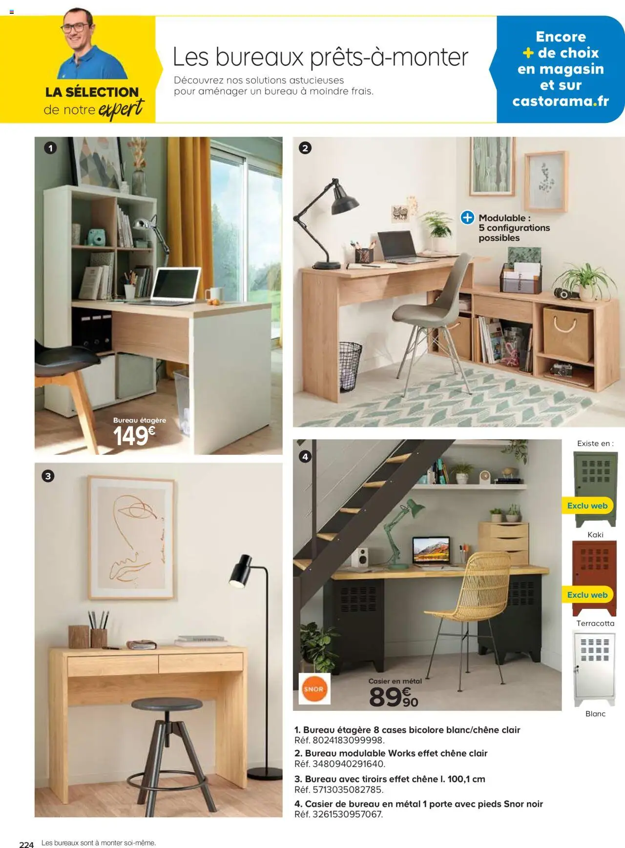 {H1} | Page: 224 | Produits: Bureau, Porte, Étagère, Tiroirs