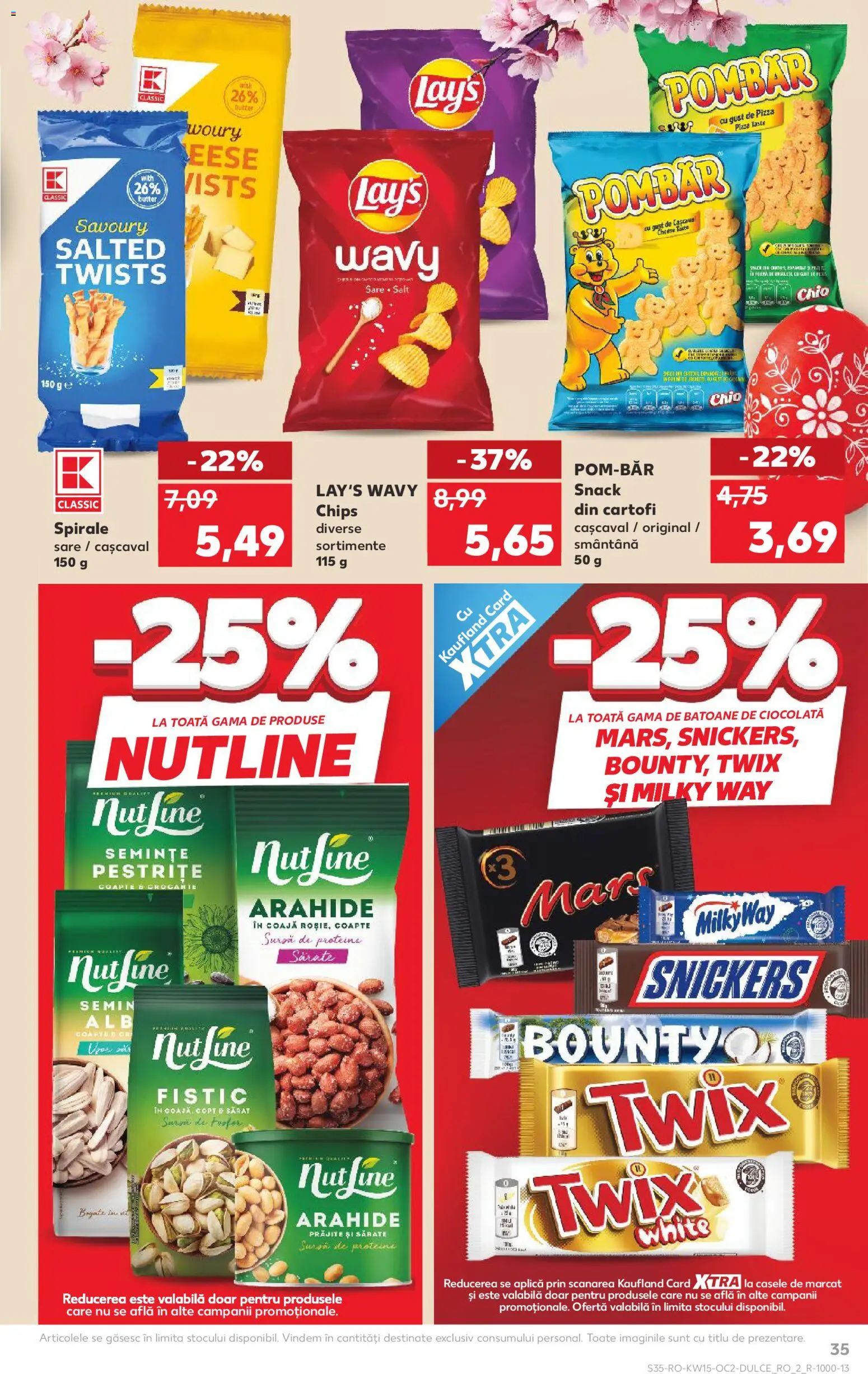 Kaufland RO akciós ujság - amely érvényes a következő dátumtól: 08.04.2026 | Oldal: 35 | Termékek: Chips, Snickers, Pizza