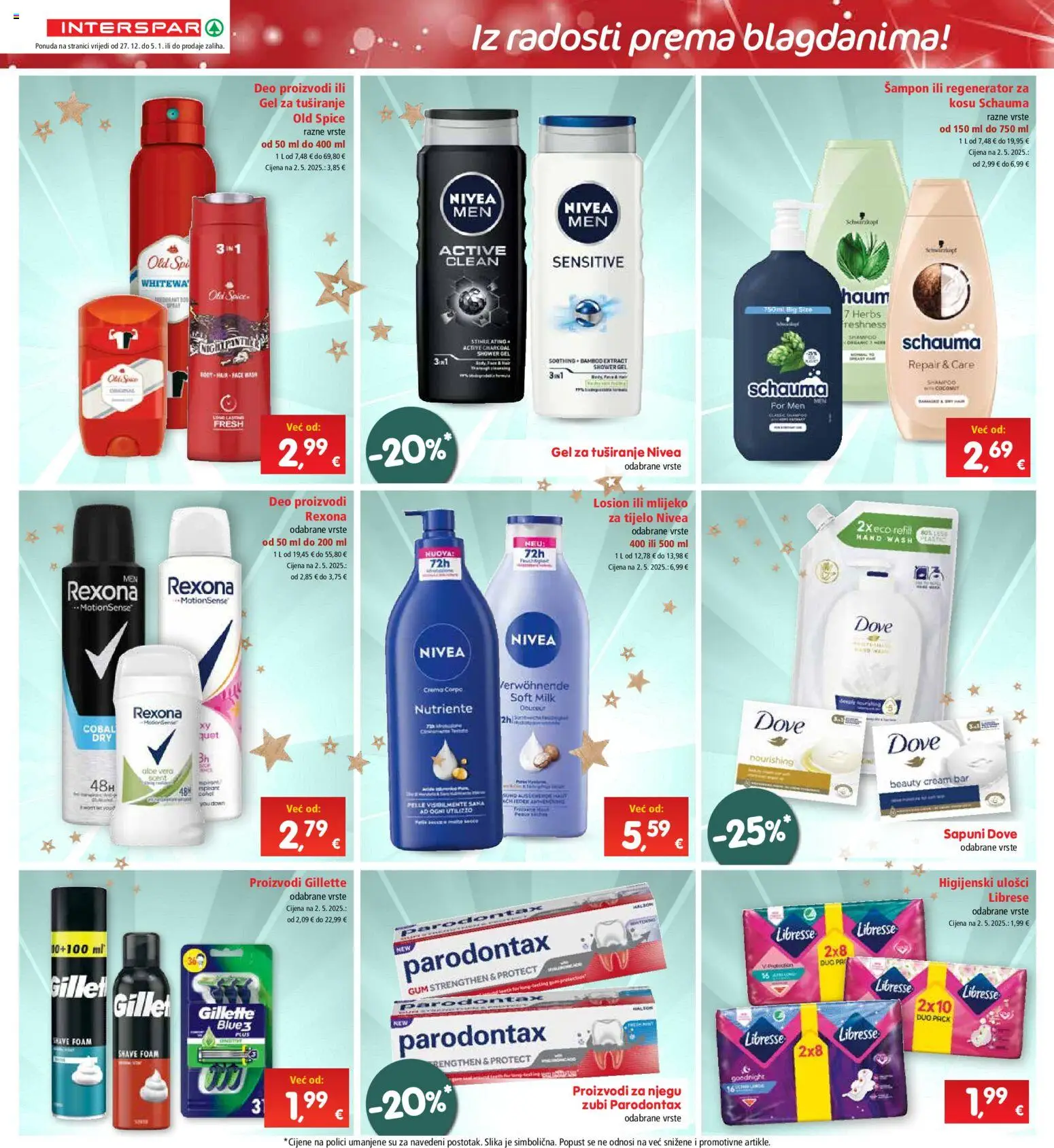 Interspar katalog | vrijedi od 27.12.2025 | Stranica: 16 | Proizvodi: Higijenski ulošci, Gel za tuširanje, Nivea, Dove
