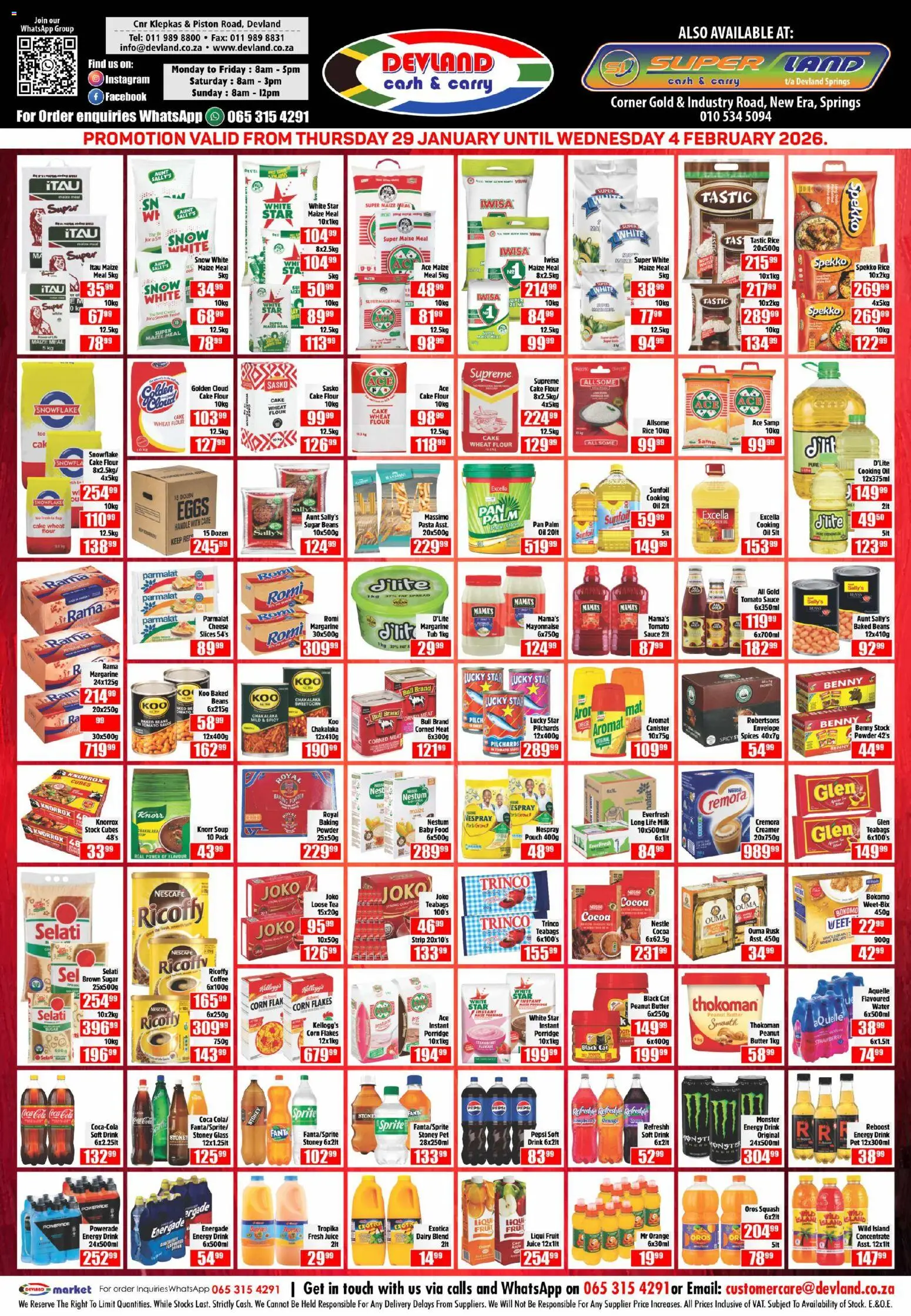 New Devland catalogue – valid from 29.01.2026 | Page: 1 | Products: Flour, Cheese, Rice, Fanta