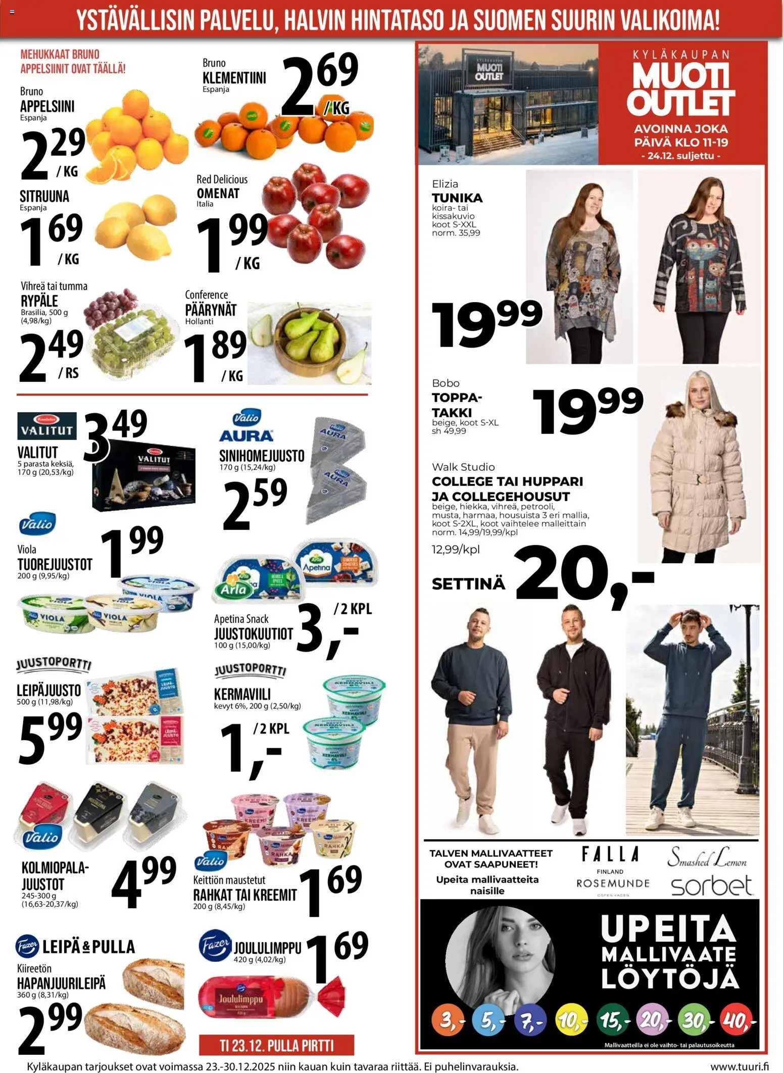 Tuuri tarjoukset – voimassa 23.12.2025 alkaen | Sivu: 7 | Tuotteet: Takki, Omenat, Appelsiinit, Tunika