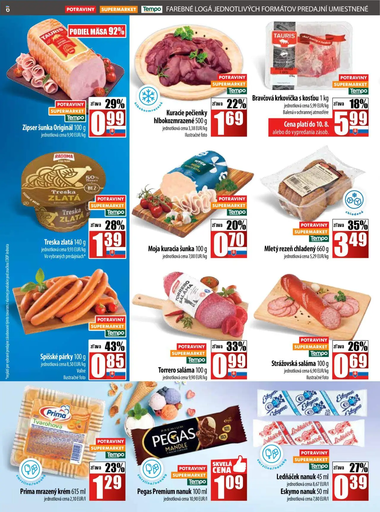 COOP Jednota leták │ platný od 07.08.2025 | Strana: 6 | Produkty: Šunka, Bravčová krkovička, Nanuk, Krkovička