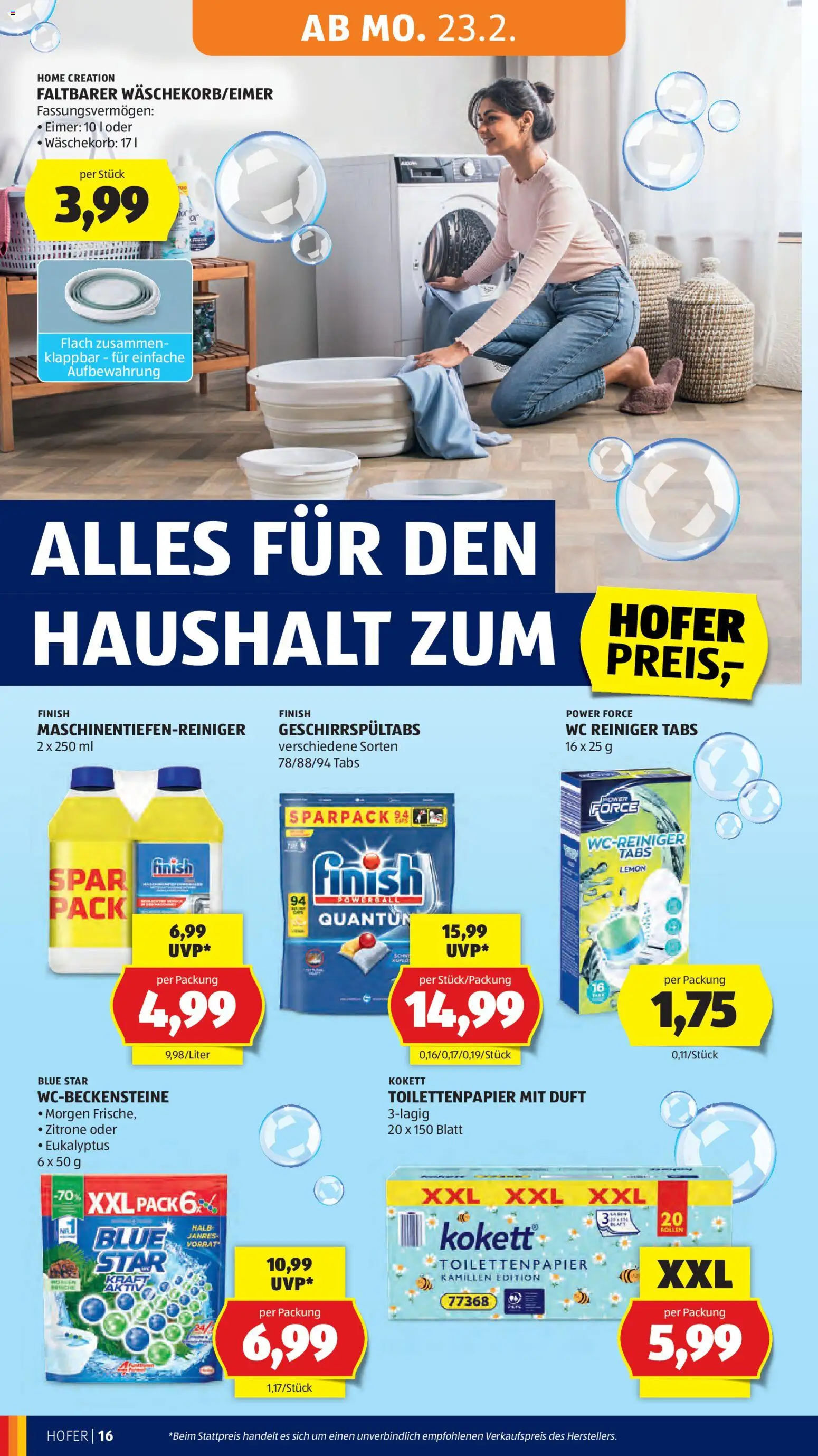 Hofer AT akciós ujság - amely érvényes a következő dátumtól: 20.02.2026 | Oldal: 20 | Termékek: WC