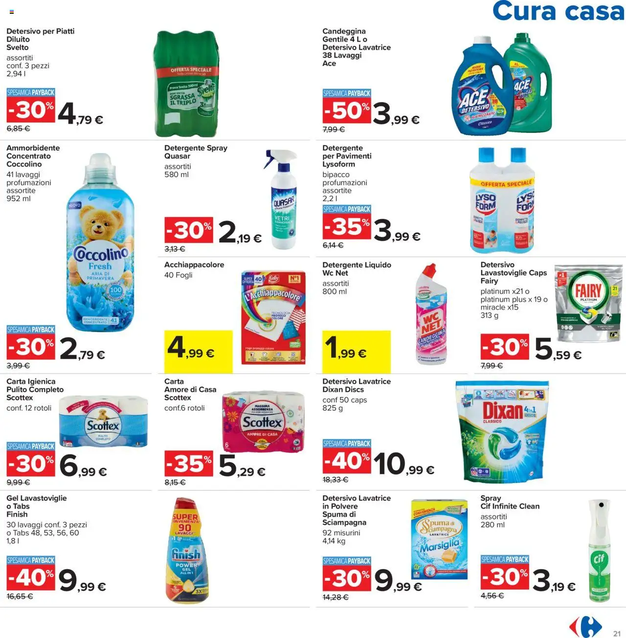 Volantino Carrefour del 21.08.2025 | Pagina: 21 | Prodotti: Carta igienica, Detersivo per piatti, Candeggina, Lavatrice