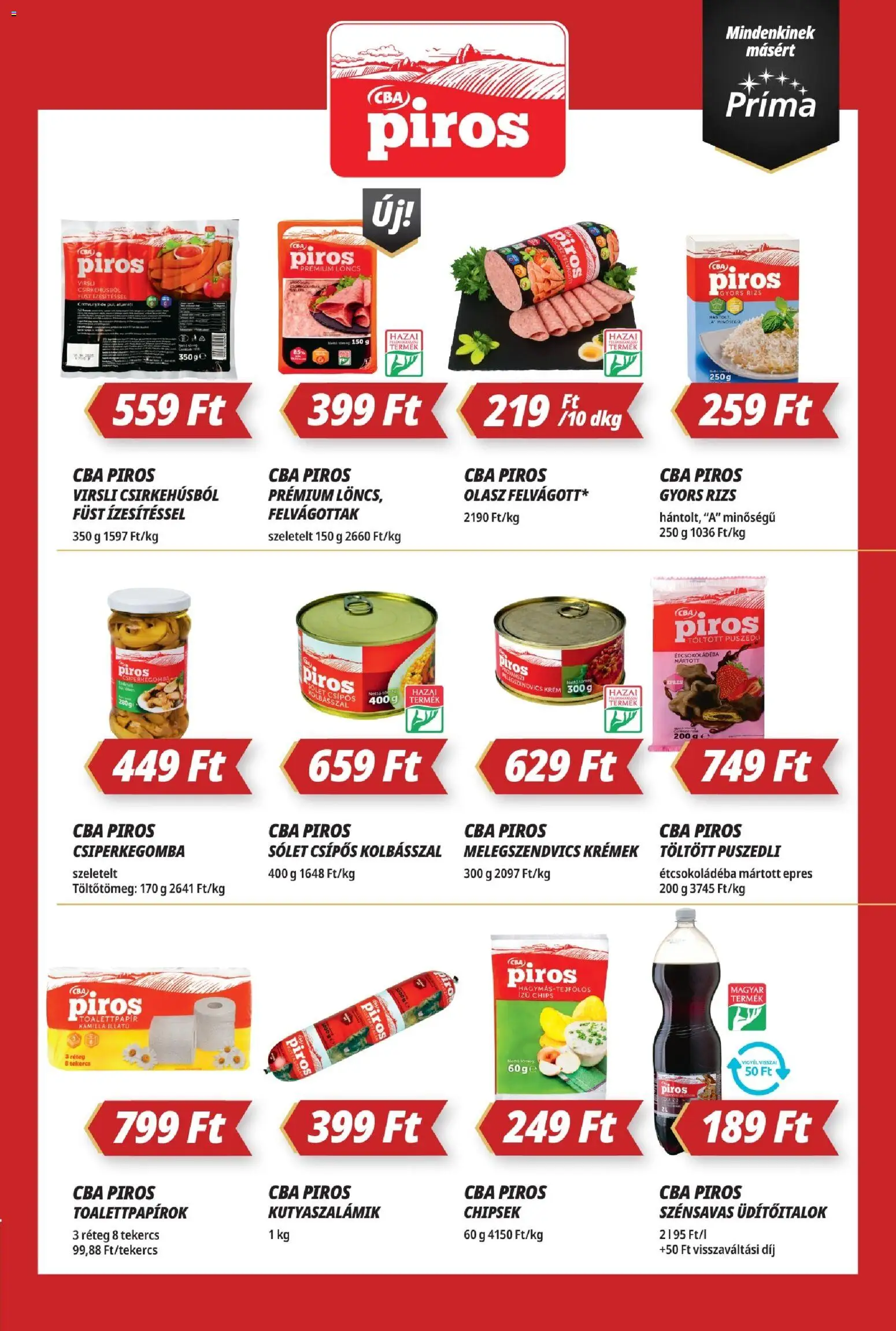 CBA Príma akciós ujság - amely érvényes a következő dátumtól: 19.02.2026 | Oldal: 3 | Termékek: Virsli, Chips, Löncs, Sólet