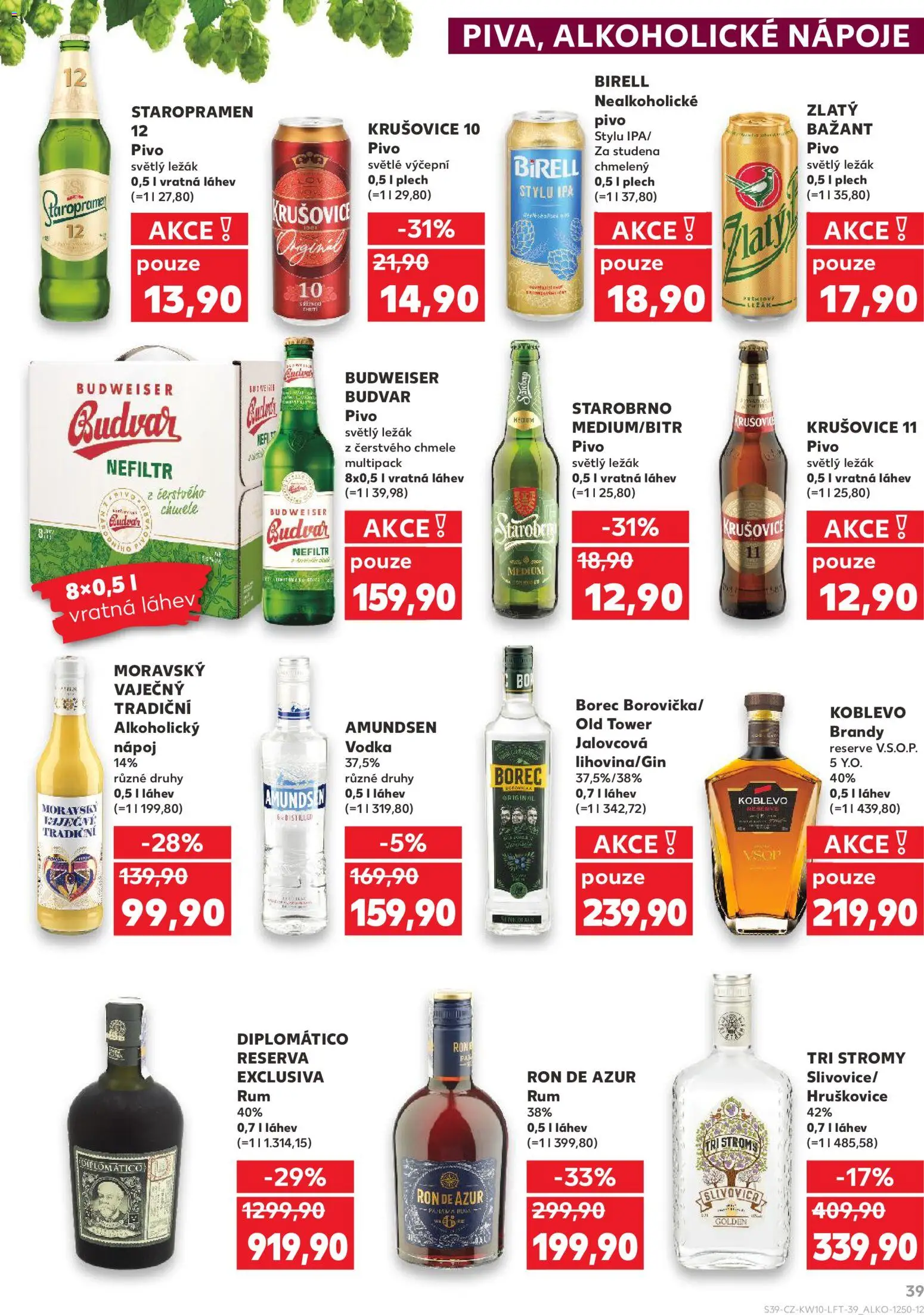 Kaufland leták - Brno od 04.03.2026 | Strana: 39 | Produkty: Diplomatico, Birell, Staropramen 12, Plech