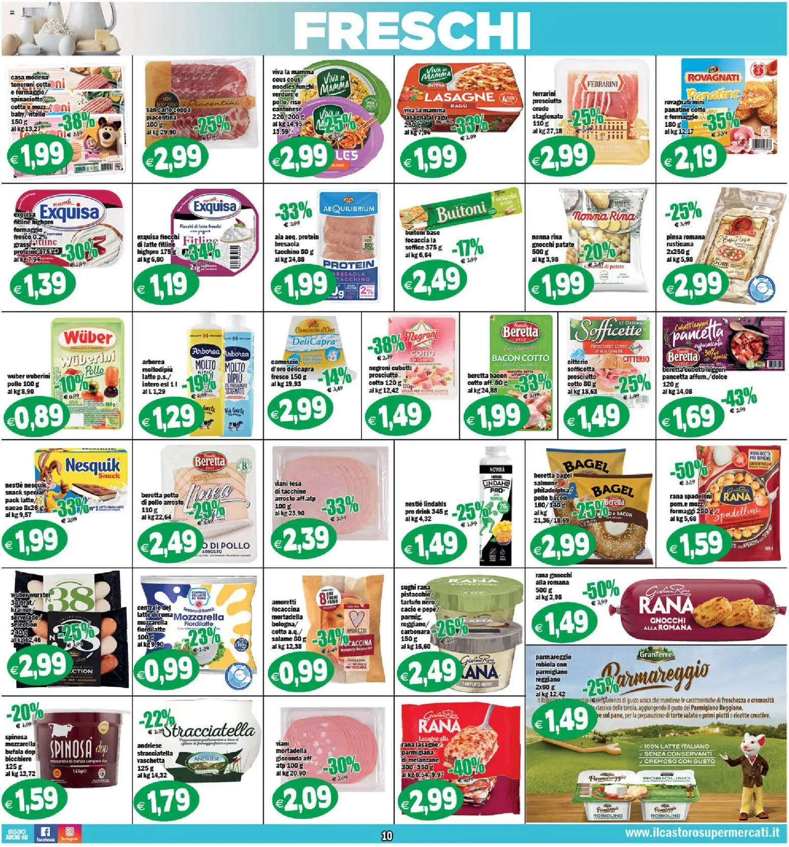 Volantino Il Castoro del 27.12.2025 | Pagina: 10 | Prodotti: Salmone, Formaggio, Melanzane, Parmigiano