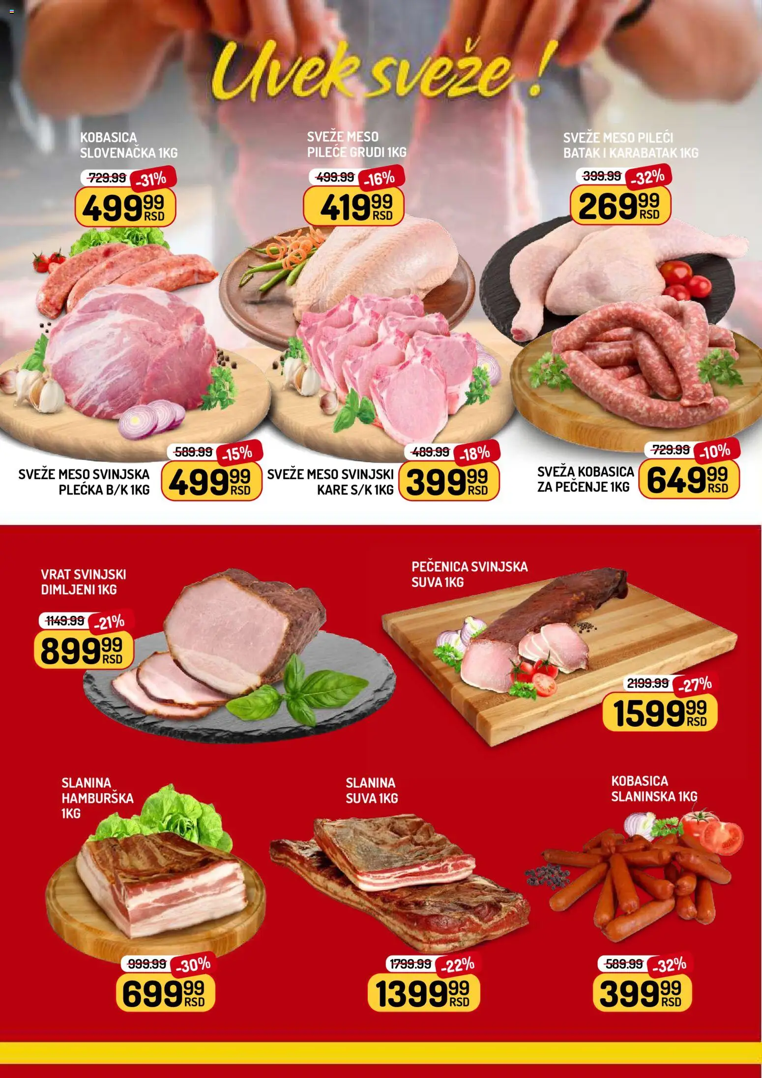 Aman katalog - važi od 17.04.2026 | Strana: 2 | Proizvode: Pileće grudi, Slanina, Kobasica, Pečenica