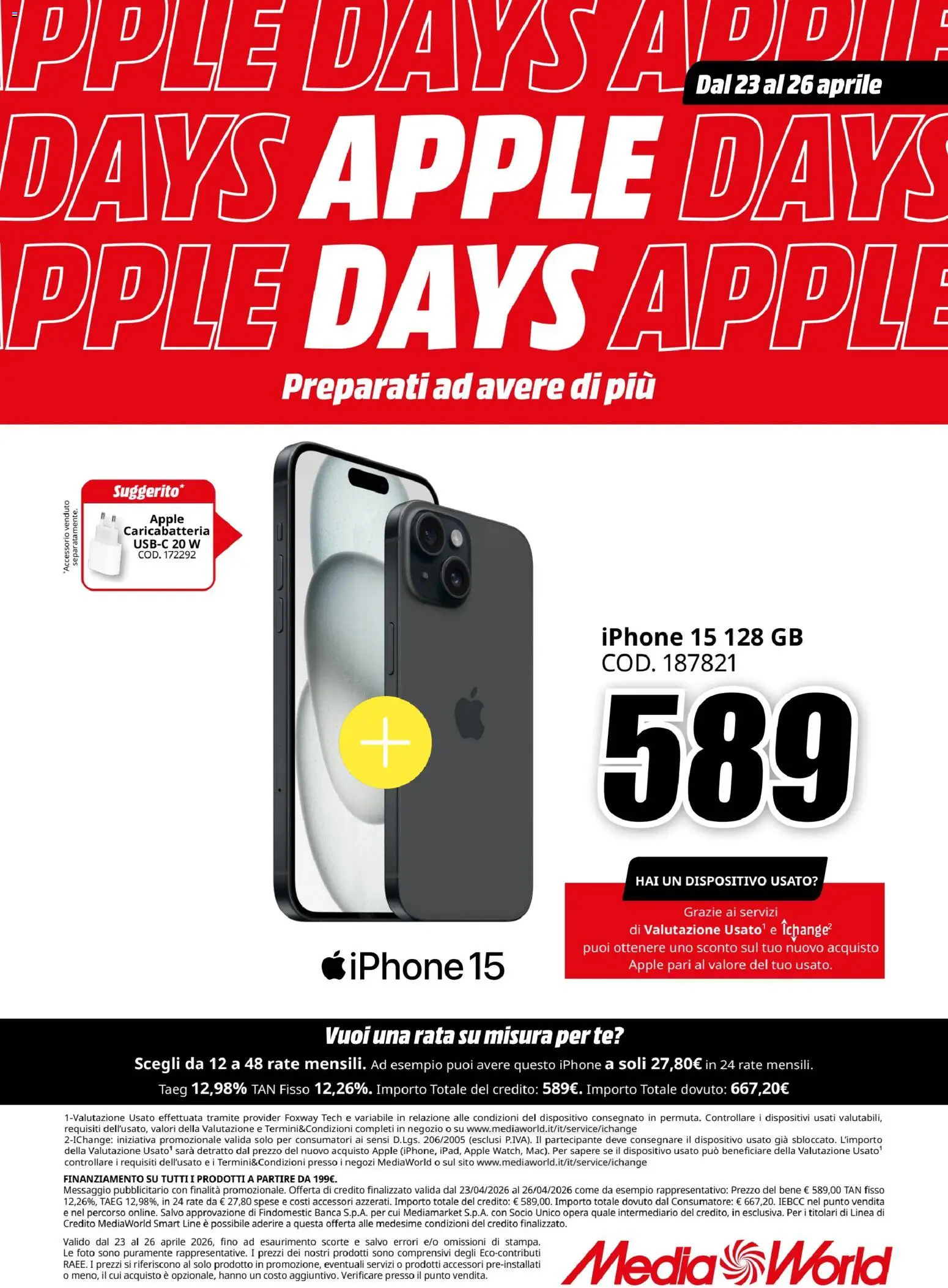 Volantino Media World del 23.04.2026 | Pagina: 5 | Prodotti: Iphone, Tè