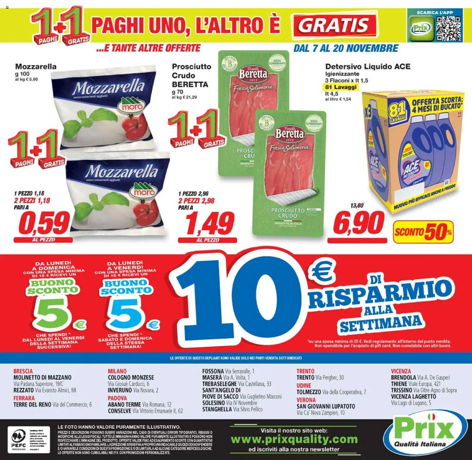 Volantino Prix del 07.11.2025 | Pagina: 16 | Prodotti: Mozzarella, Prosciutto