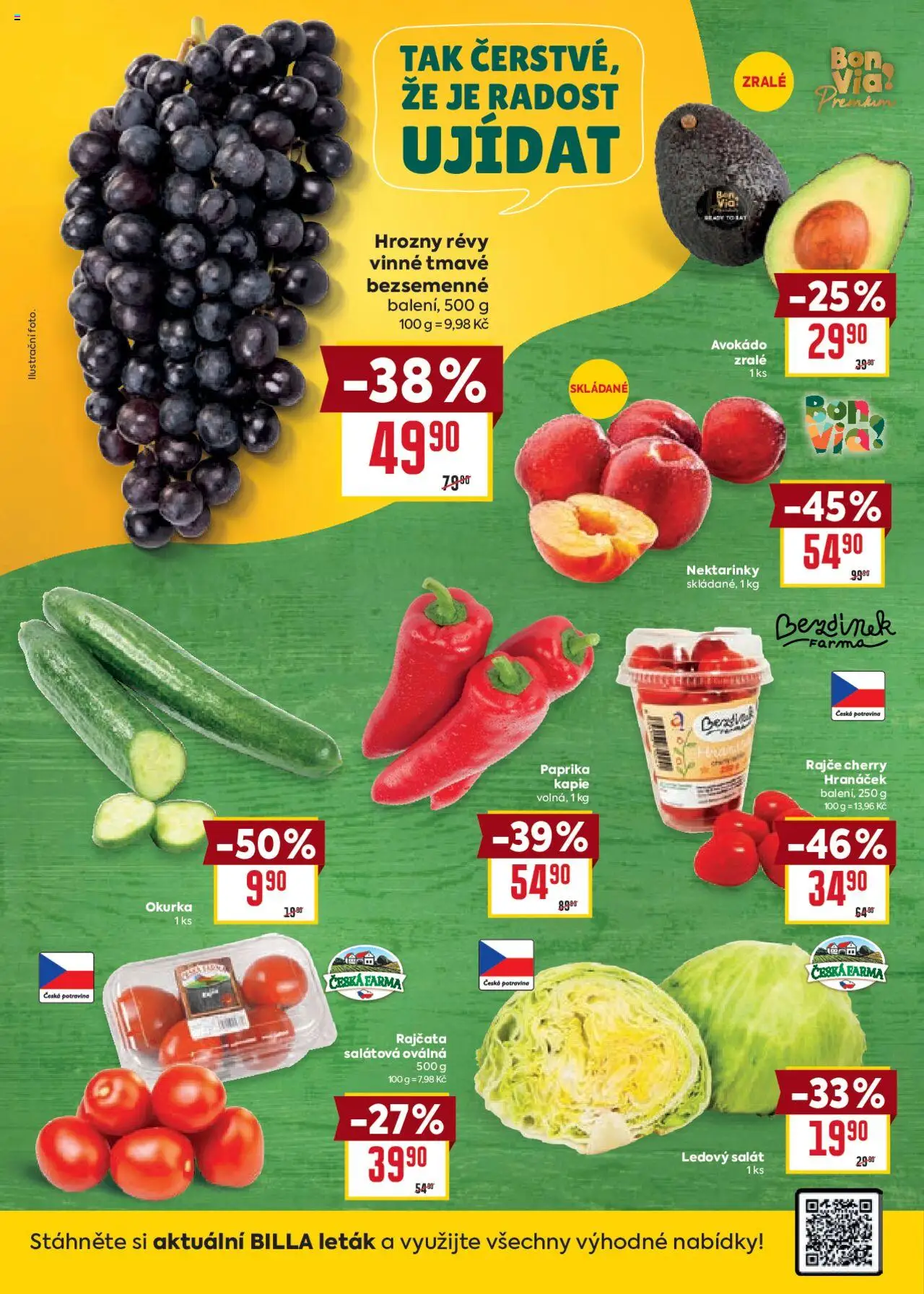 Billa Velký leták od 25.06.2025 | Strana: 2 | Produkty: Rajčata, Nektarinky, Avokádo, Hrozny