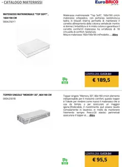 Volantino Eurobrico del 23.07.2025 | Pagina: 13 | Prodotti: Materasso matrimoniale, Top, Materasso, Elastici