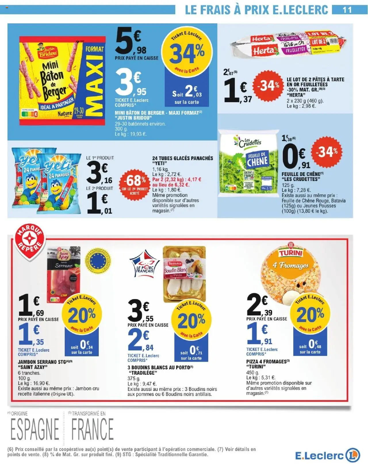  | Page: 11 | Produits: Glaces, Pizza 4 fromages, PC, Jambon