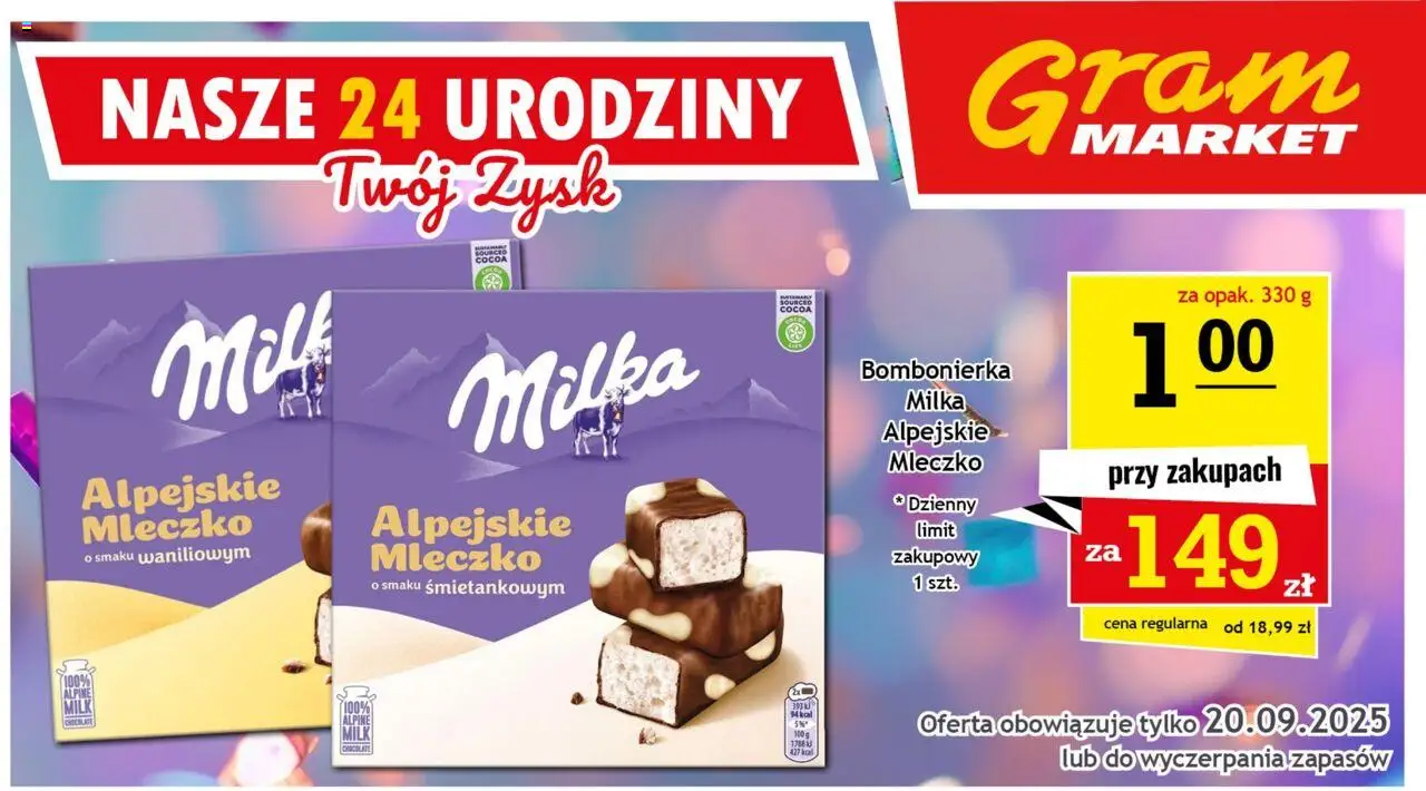 Gram Market Gazetka - Niesłychanie Niskie Ceny od 17.09.2025 | Strona: 5 | Produkty: Bombonierka, Milka