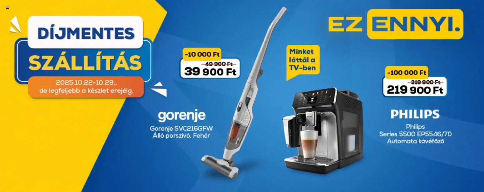 Euronics akciós ujság - amely érvényes a következő dátumtól: 22.10.2025 | Oldal: 2 | Termékek: Kávéfőző, Automata kávéfőző