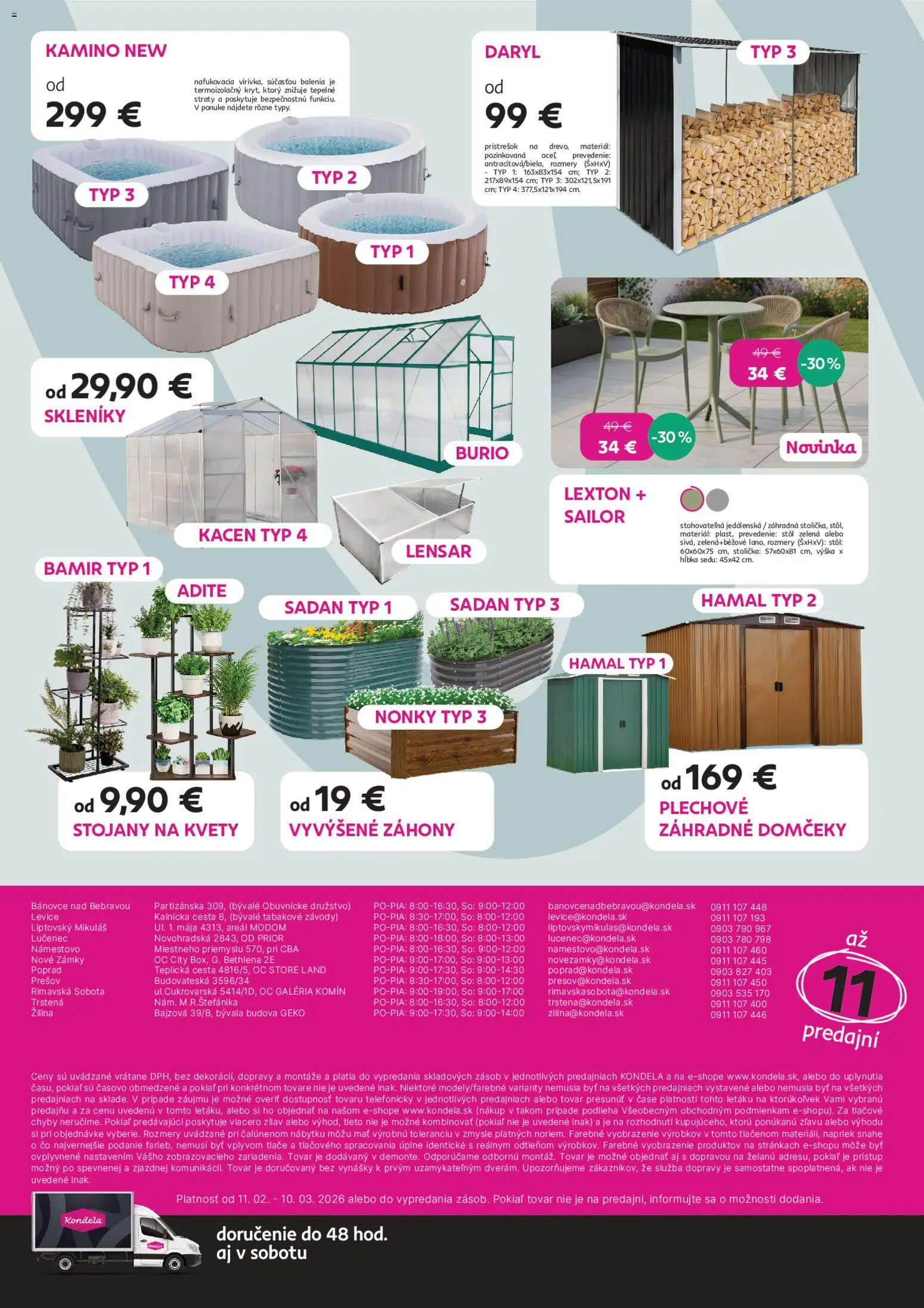 Nové Kondela akcie – leták je platný od 11.02.2026 | Strana: 8 | Produkty: Stôl, Stolička, Kvety