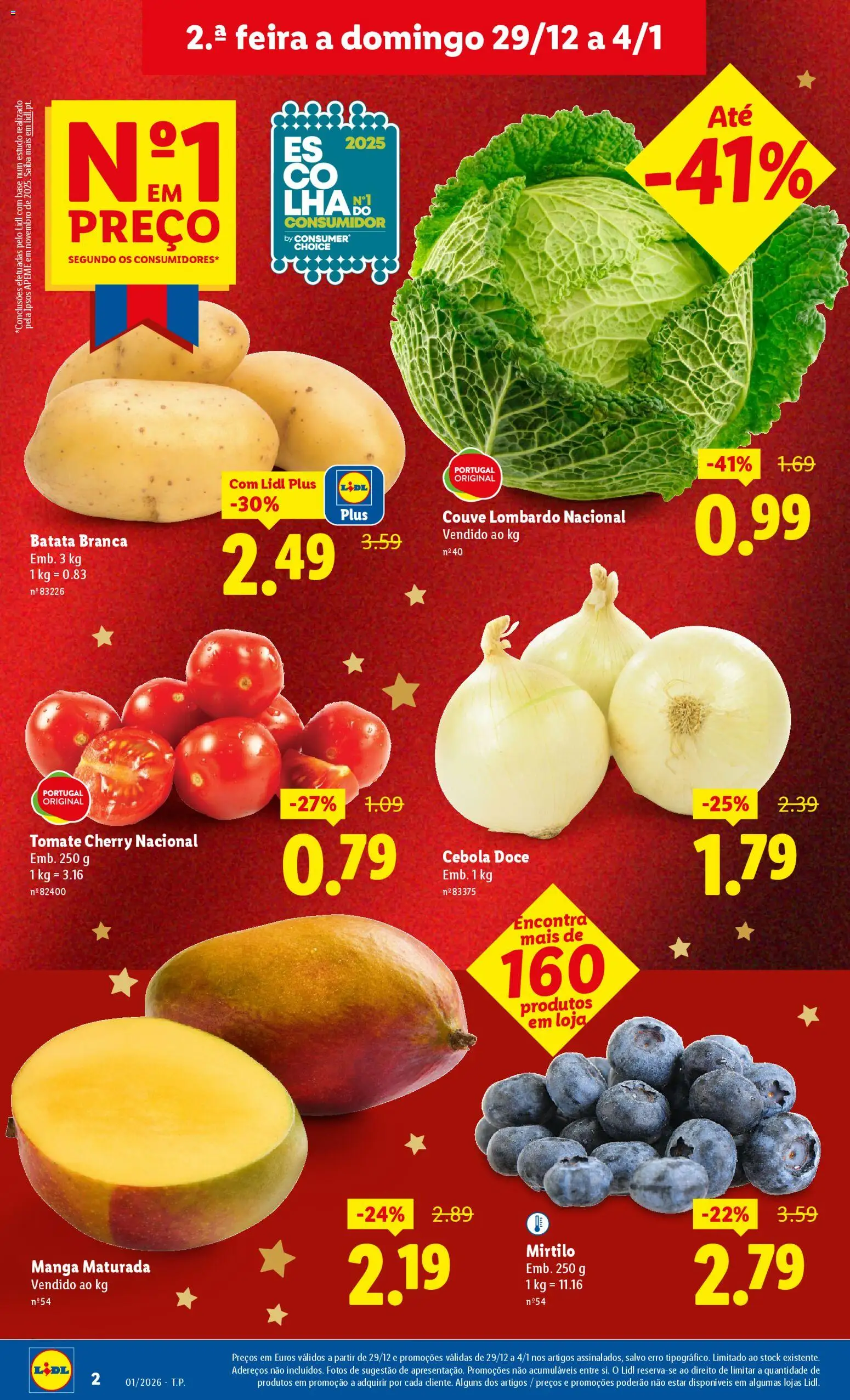 Lidl folheto │ válido de 29.12.2025 | Página: 2 | Produtos: Batata, Cebola, Tomate, Couve