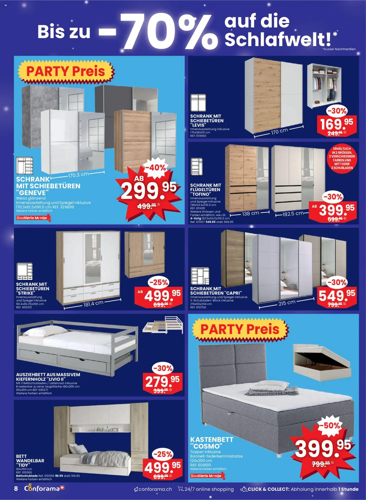 Conforama aktionen – gültig ab 11.03.2026 | Seite: 8 | Produkte: Topper, Schrank, Spiegel, Lattenrost