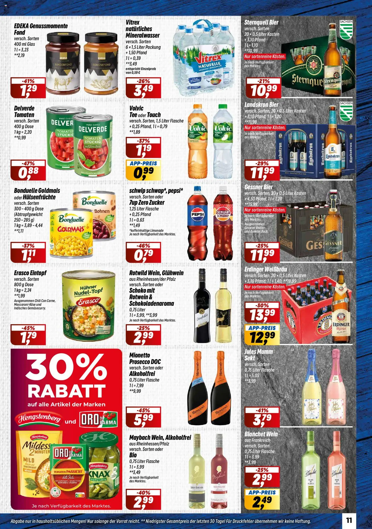 Simmel Prospekt 	 – gültig ab 01.12.2025 | Seite: 11 | Produkte: Bier, Jules mumm, Erasco, Volvic