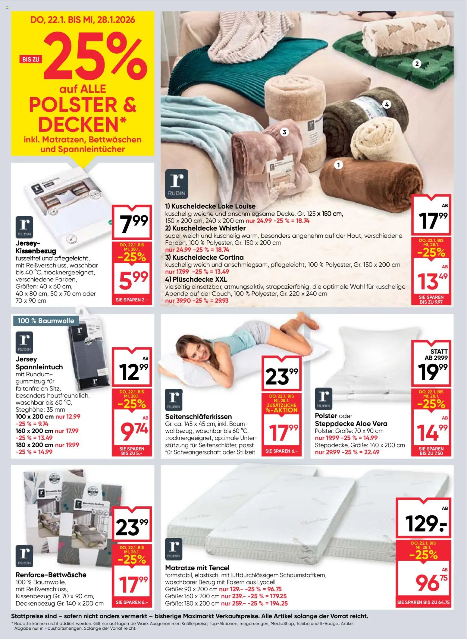 Maximarkt  Flugblatt gültig ab 22.01.2026 | Seite: 20 | Produkte: Matratze
