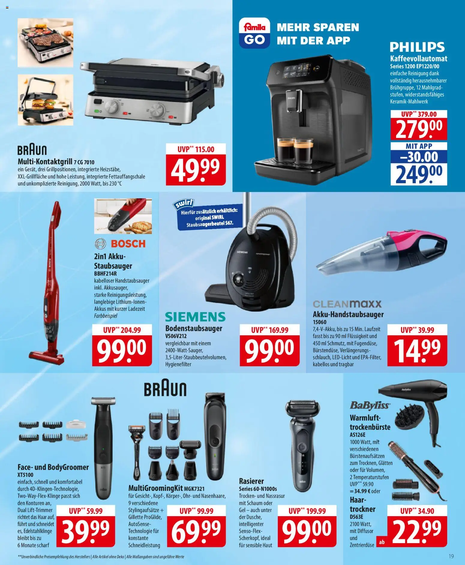 Famila Prospekt 	 – gültig ab 23.02.2026 | Seite: 19 | Produkte: Philips, Siemens, Staubsauger, Rasierer