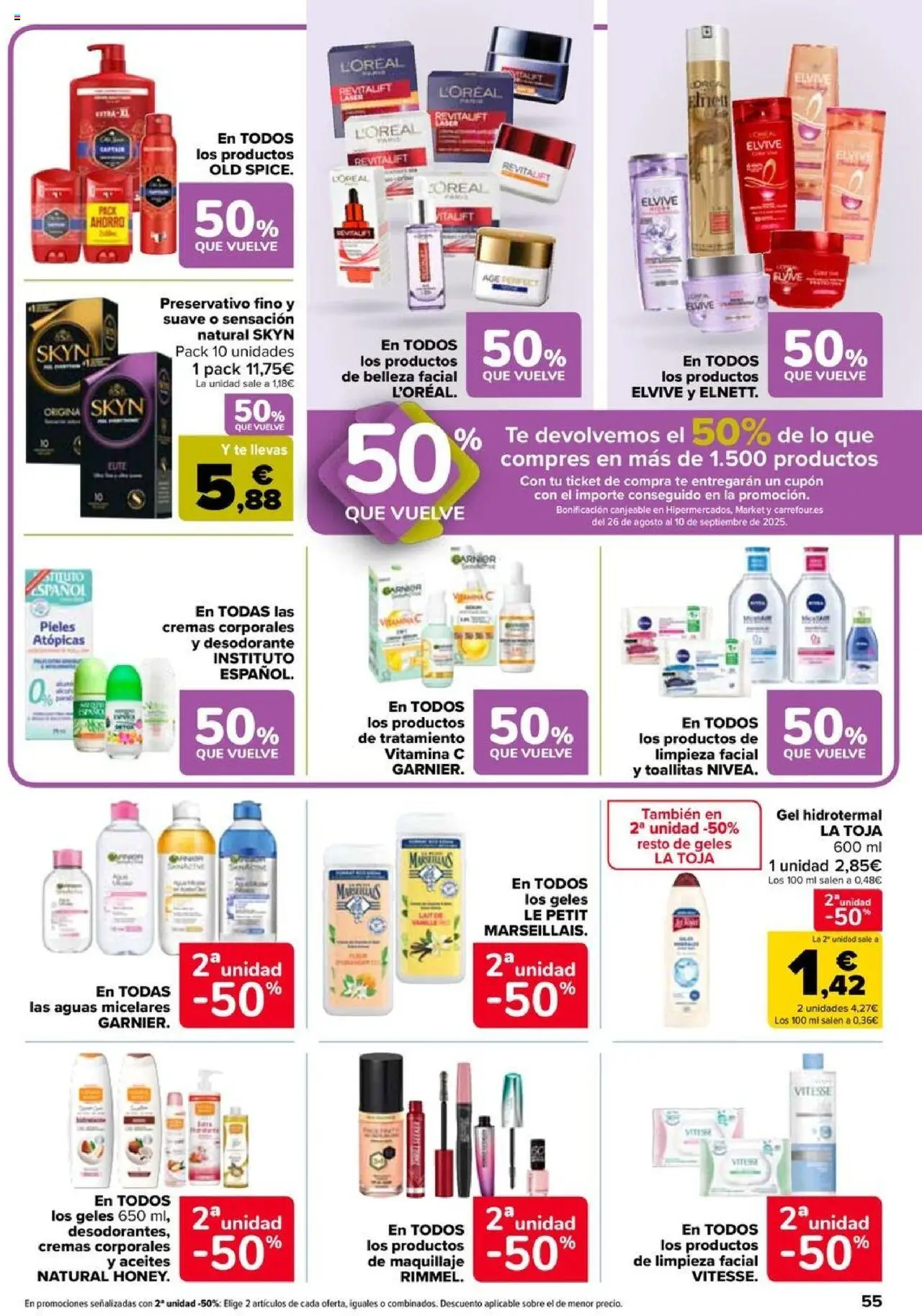Carrefour folleto │ válido desde el 08.08.2025 | Página: 55 | Productos: Maquillaje, Desodorante, Té