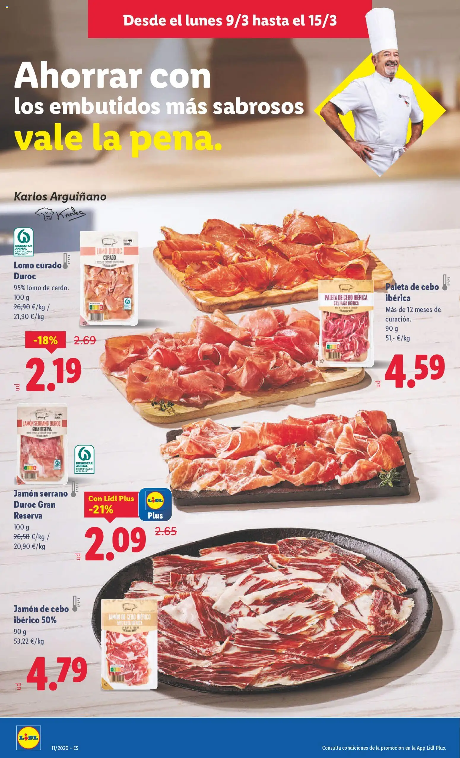 Lidl folleto │ válido desde el 09.03.2026 | Página: 14 | Productos: Jamón serrano, Jamón, Νυχτικό
