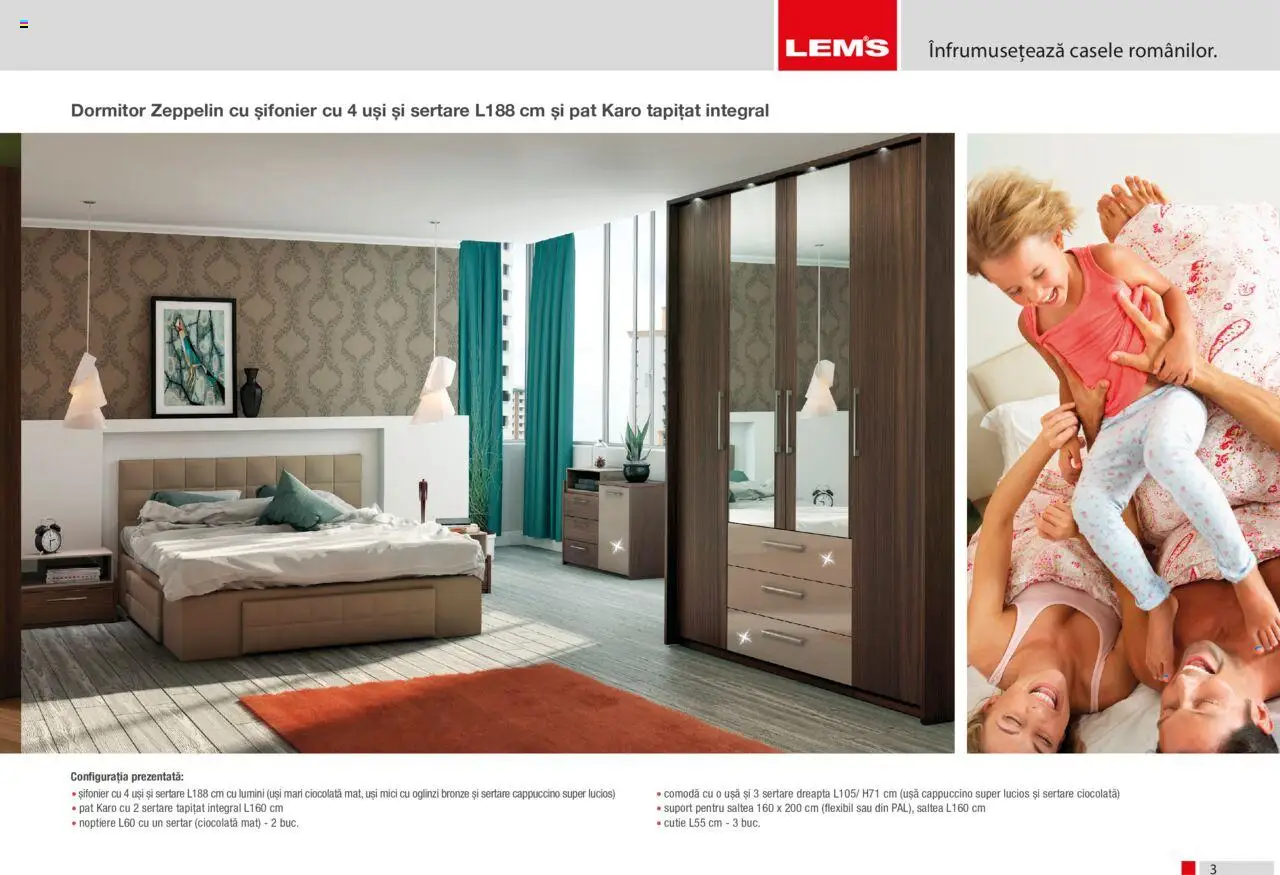 Lem’s catalog - Dormitor Zeppelin – valabil de la 17.11.2023 | Pagină: 3 | Produse: Șifonier, Cutie, Mici, Ușă