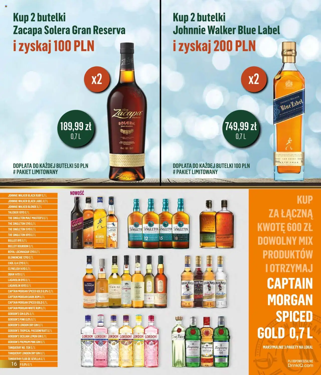 Eurocash Gazetka - Horeca od 01.10.2025 | Strona: 16 | Produkty: Rum, Gin, Zacapa, Whisky