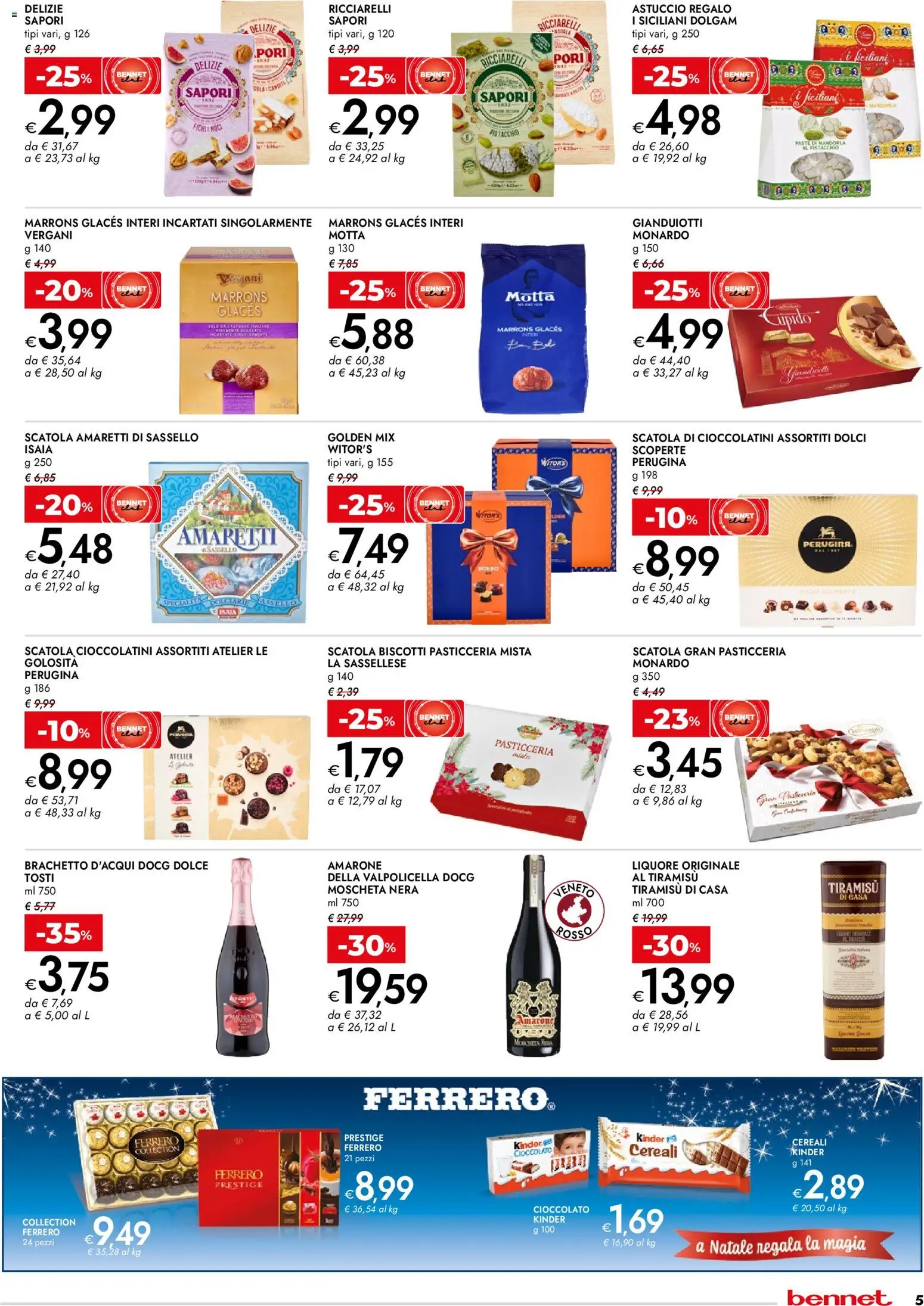 Volantino bennet del 27.11.2025 | Pagina: 5 | Prodotti: Cereali, Biscotti, Astuccio, Liquore