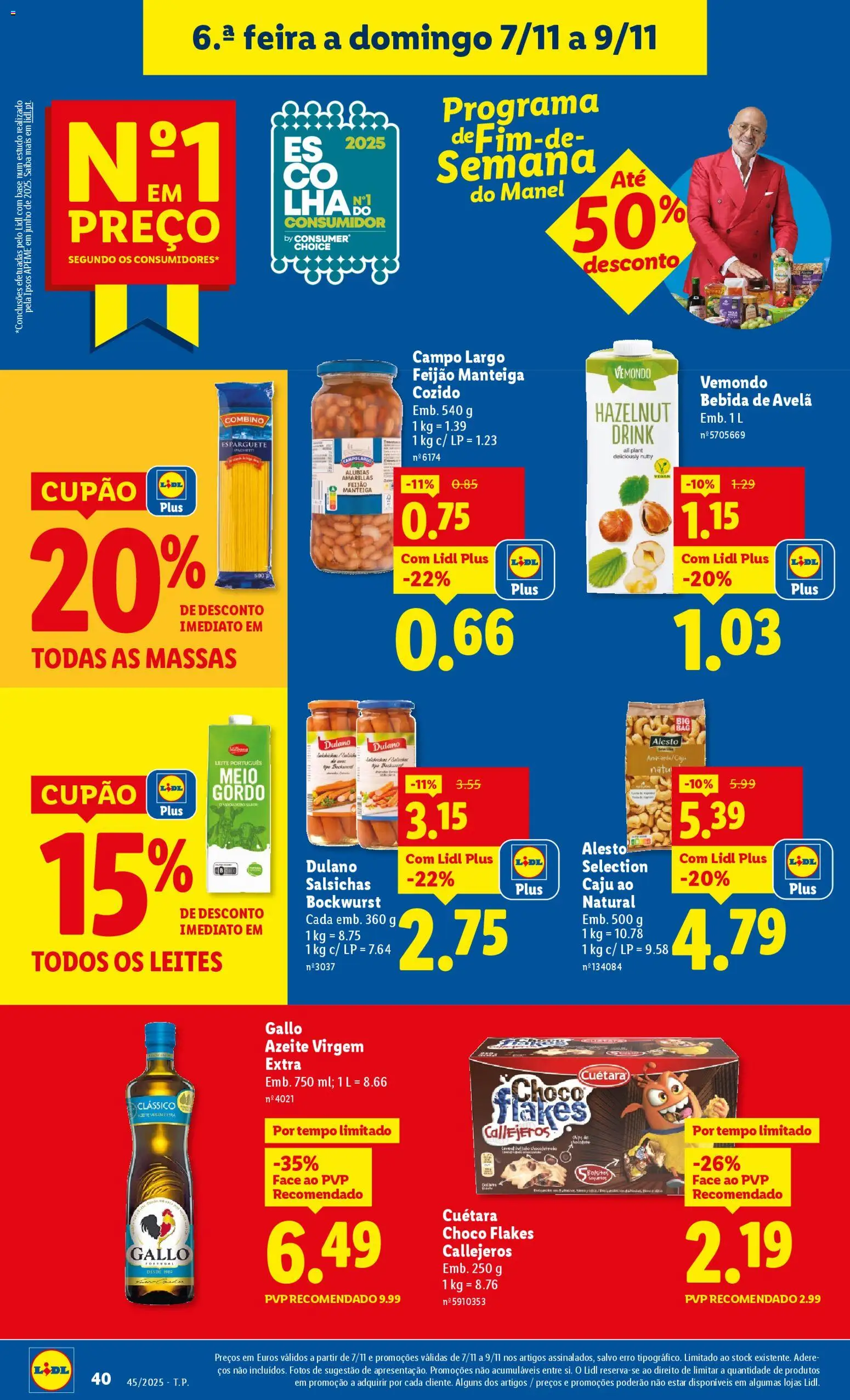 Lidl folheto │ válido de 03.11.2025 | Página: 40 | Produtos: Esparguete, Manteiga, Chocolate, Bebida