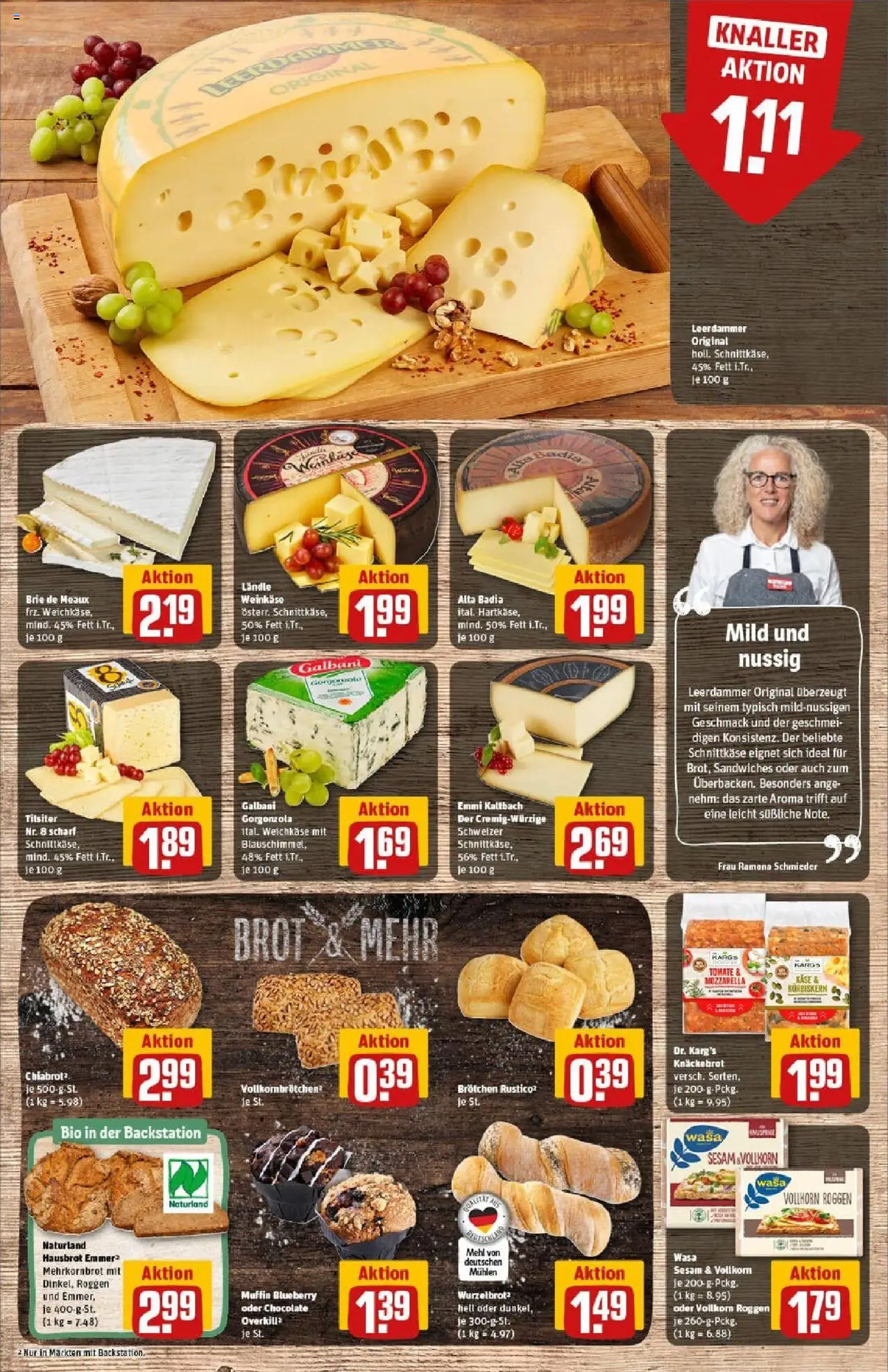 Rewe prospekt Butzbach	 - gültig ab dem 27.07.2025 | Seite: 13 | Produkte: Käse, Mozzarella, Leerdammer, Brot
