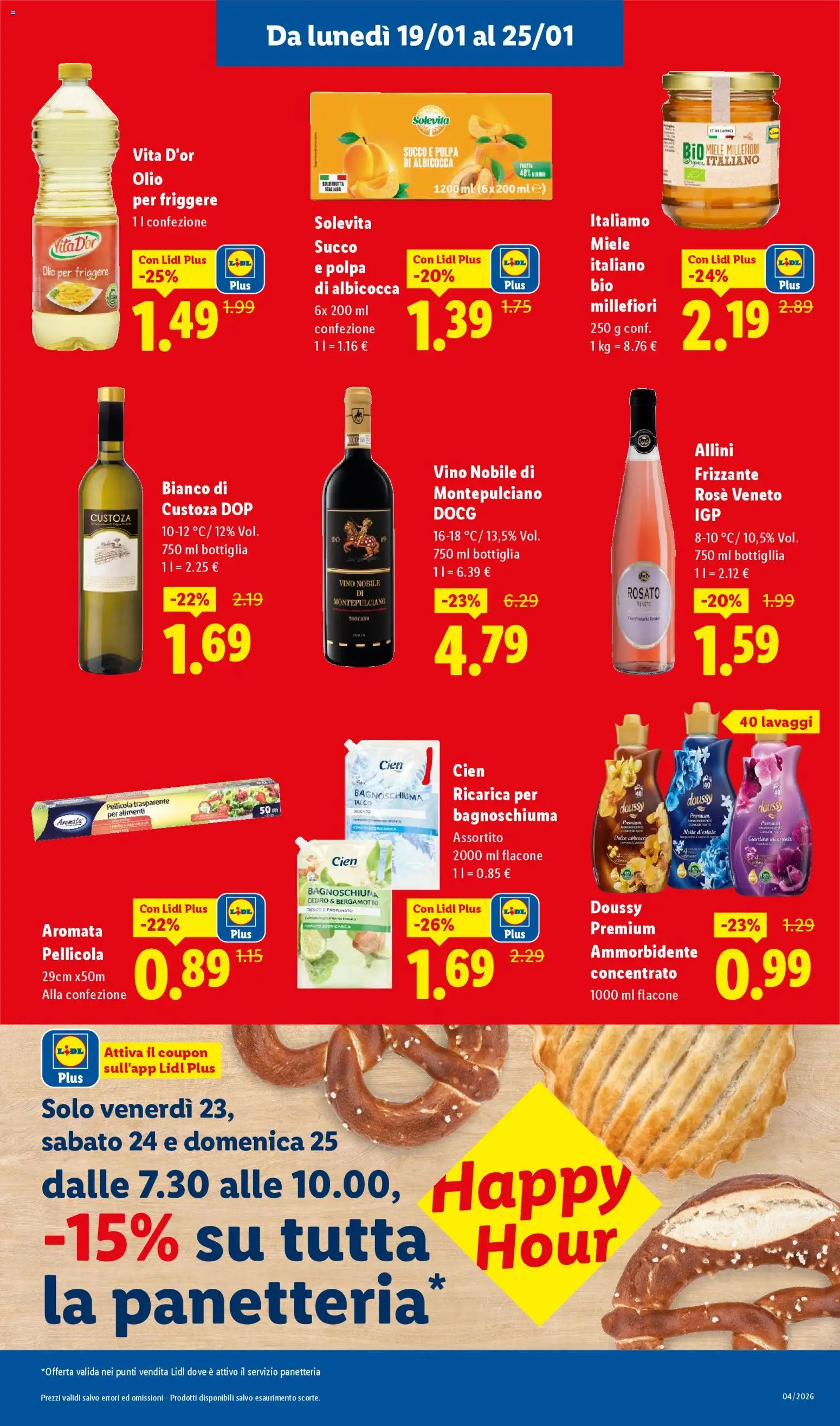 Volantino Lidl del 19.01.2026 | Pagina: 9 | Prodotti: Succo, Talco, Olio, Bottiglia