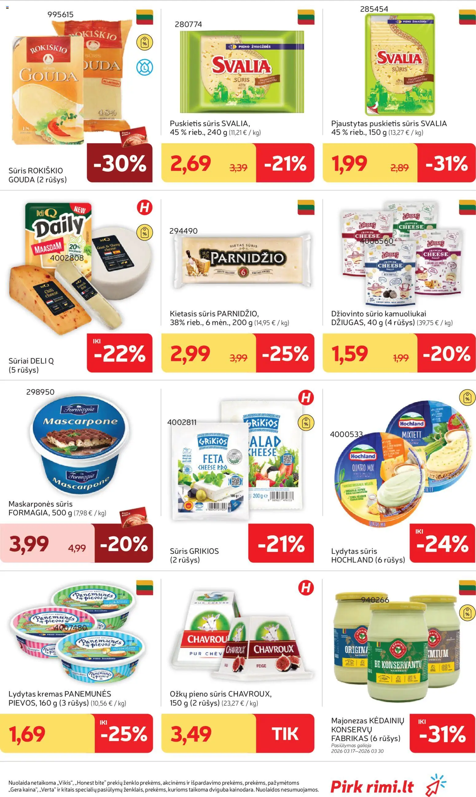 Rimi akcijos nuo 24.03.2026 | Puslapis: 19 | Prekių: Kremas, Sūris, Majonezas, Lydytas sūris