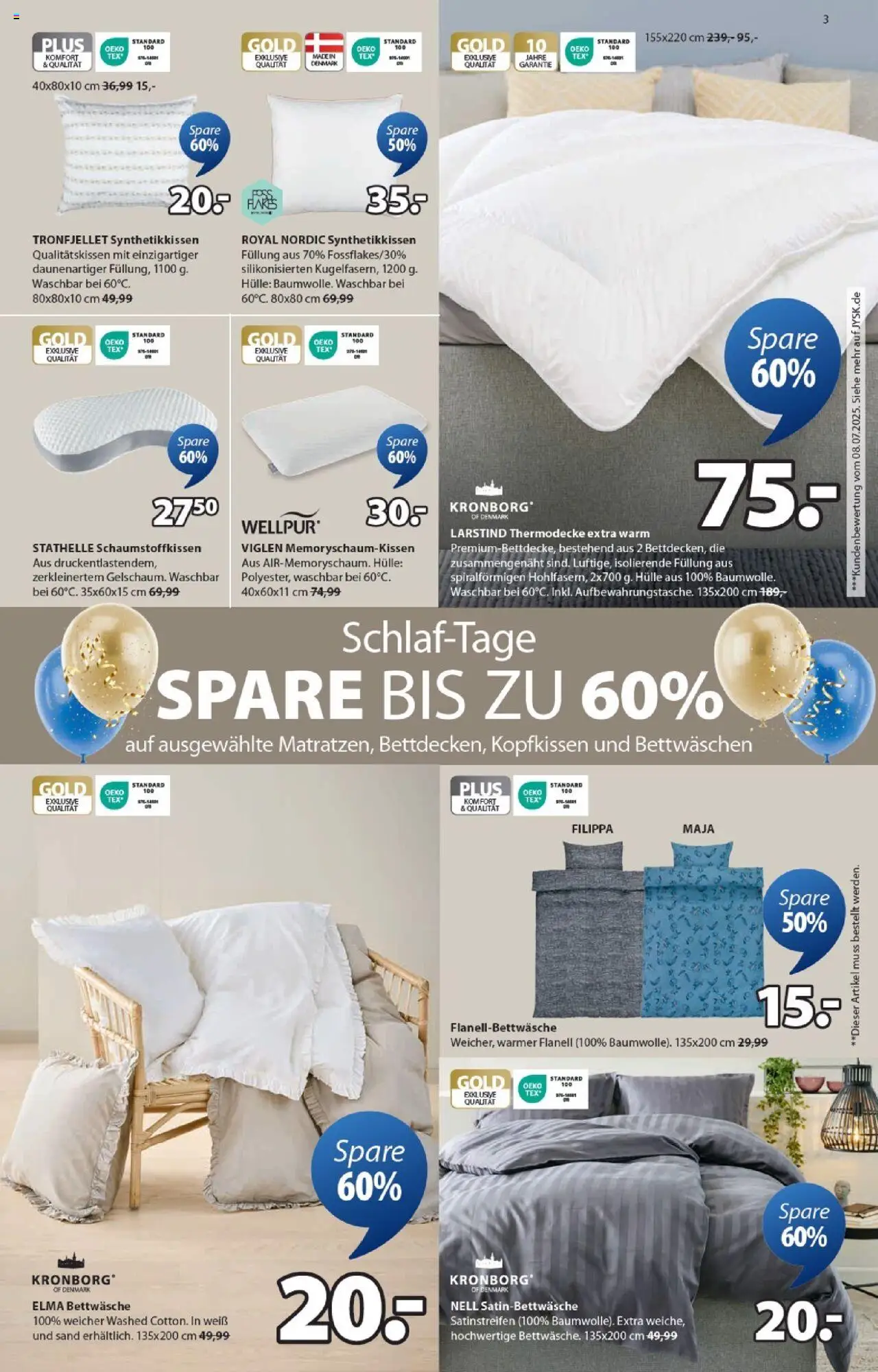 Angebote JYSK – gültig ab 19.09.2025 | Seite: 3 | Produkte: Hülle, Bettwäsche, Kopfkissen
