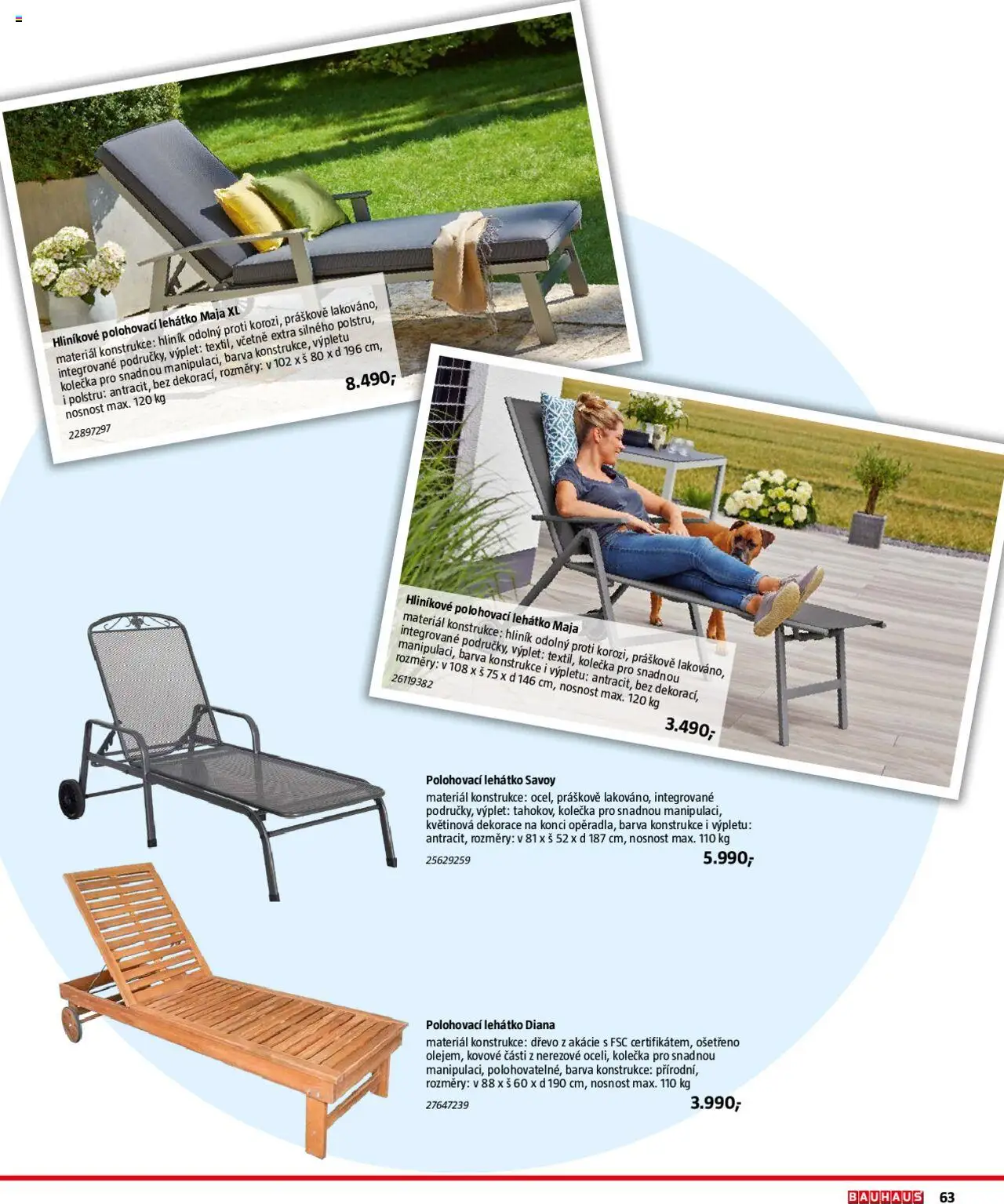 Bauhaus katalog Zahradní nábytek od 01.04.2025 | Strana: 63 | Produkty: Lehátko, Dekorace