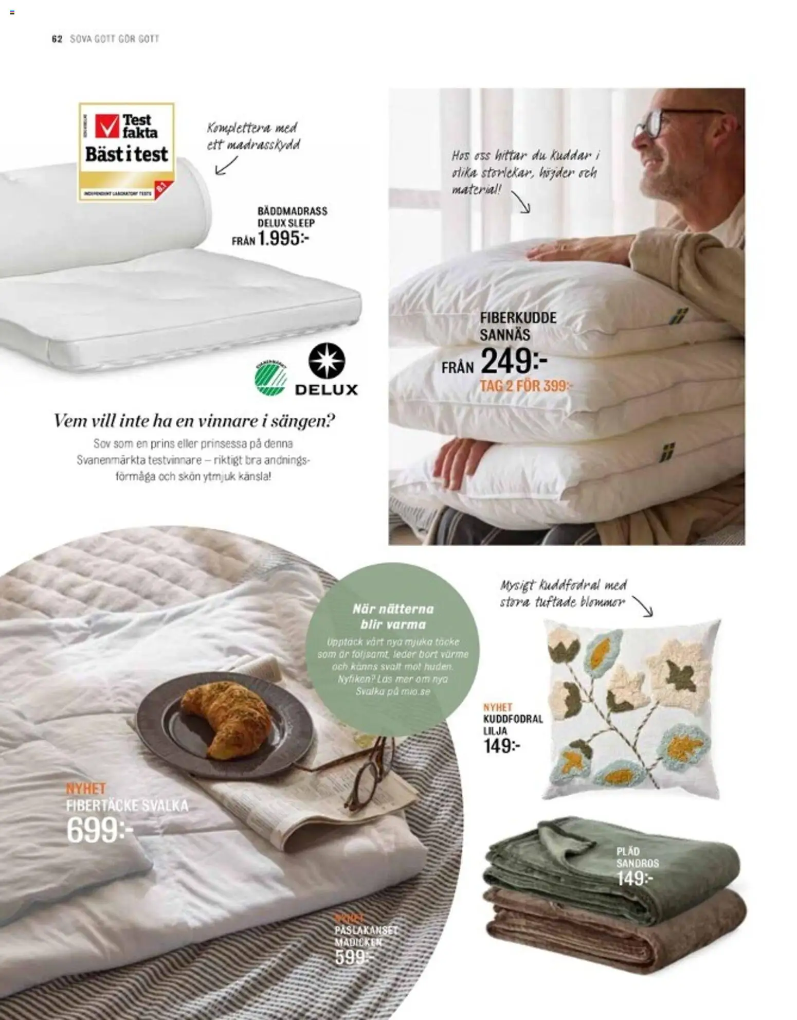 Mio reklamblad aktuell från 01.03.2026 | Sida: 62 | Produkter: Bäddmadrass, Madrasskydd, Täcke, Påslakanset