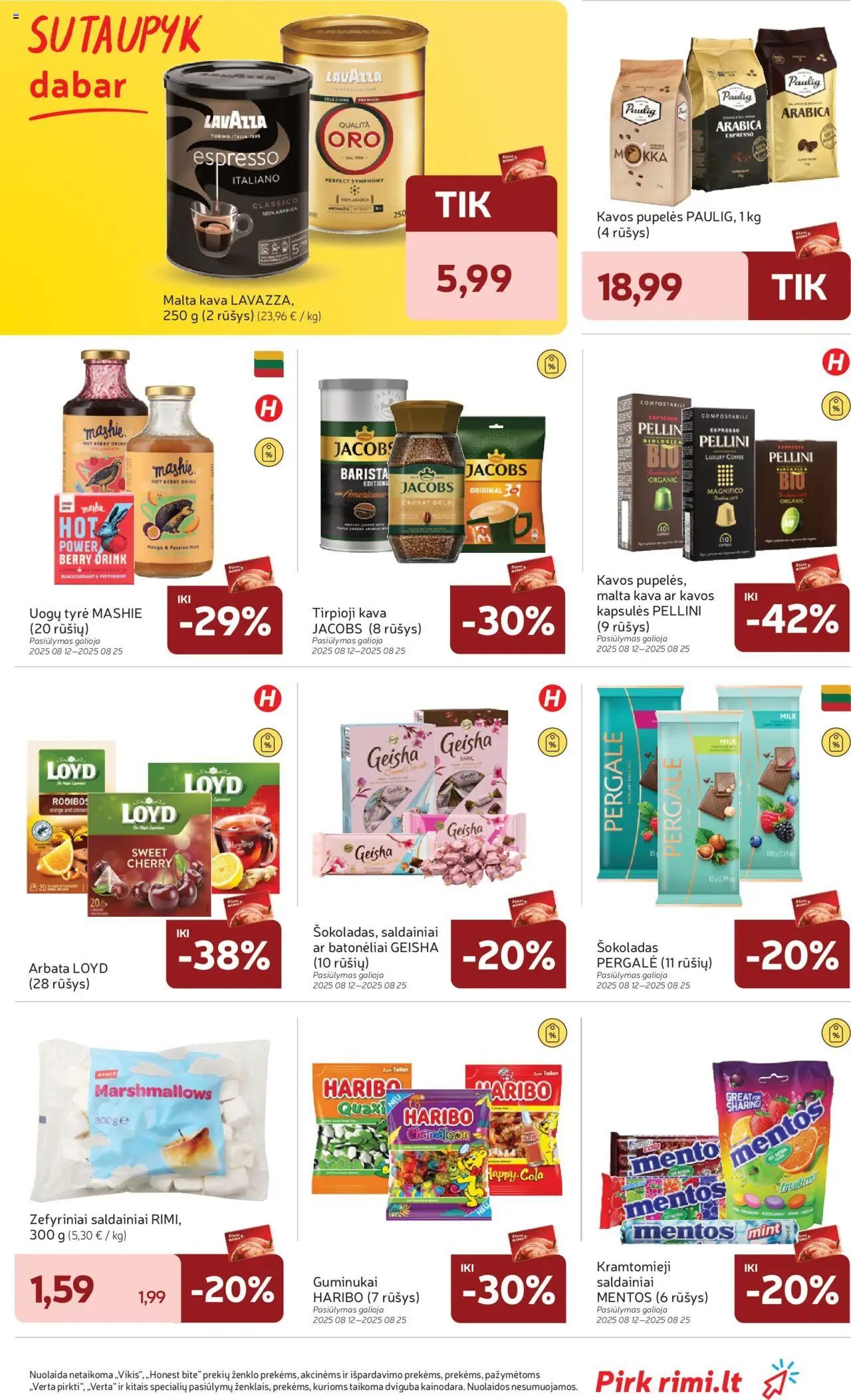 Rimi leidinys│galioja nuo 19.08.2025 | Puslapis: 25 | Prekių: Pupelės, Tirpioji kava, Kavos pupelės, Saldainiai