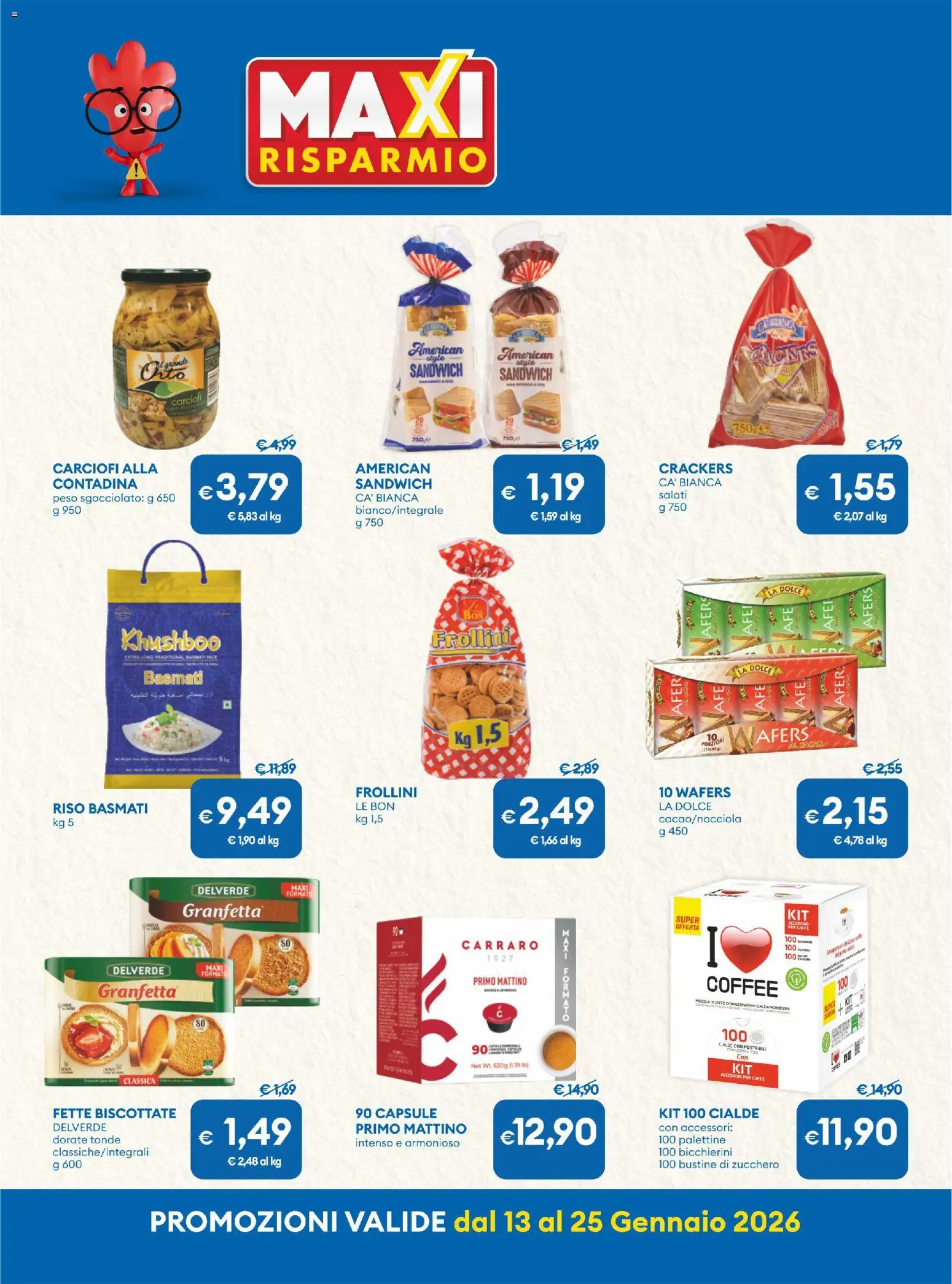 Volantino MD Discount del 13.01.2026 | Pagina: 6 | Prodotti: Caffè, Carciofi, Fette biscottate, Frollini