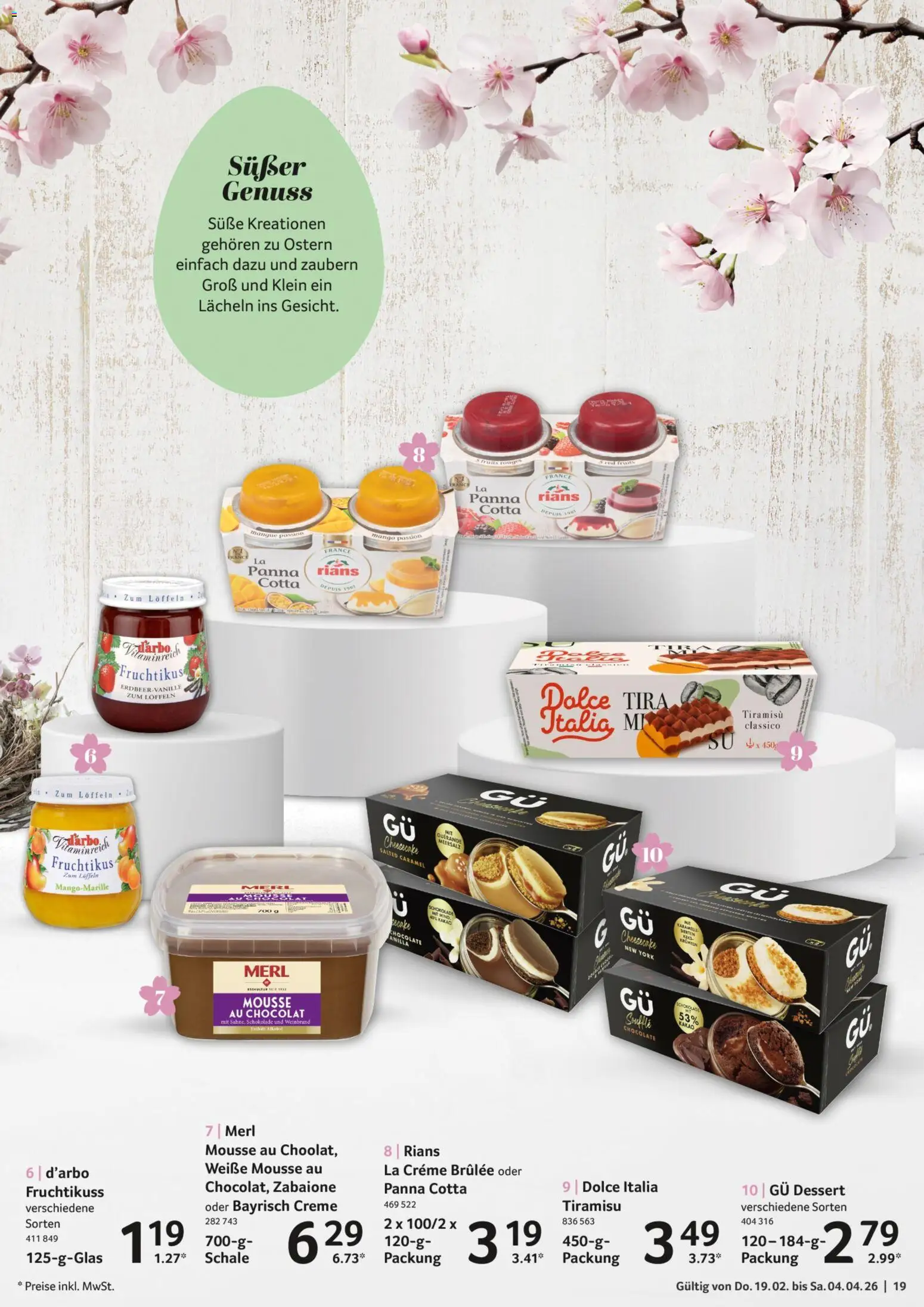 Selgros Feinkost Ostern – gültig ab 19.02.2026 | Seite: 19 | Produkte: Schokolade, Creme, Creme brulee