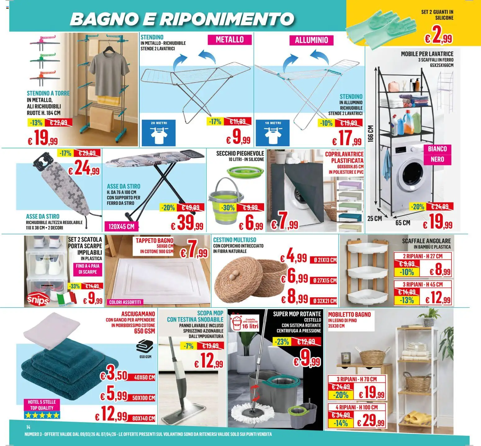 Volantino Satur del 09.03.2026 | Pagina: 14 | Prodotti: Centrifuga, Top, Stendino, Alluminio