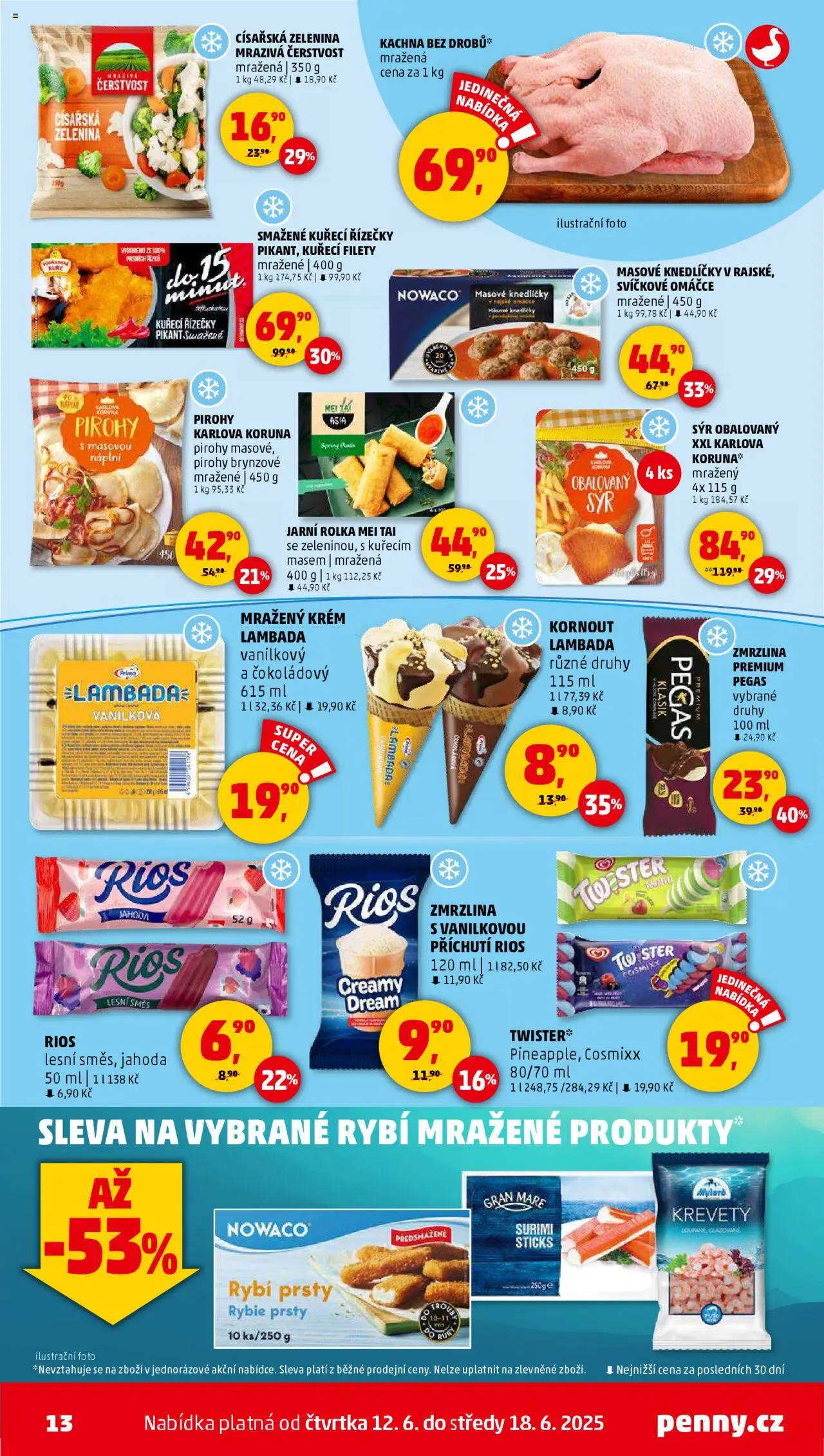 Penny Market leták - Čtvrtečník od 12.06.2025 | Strana: 13 | Produkty: Sýr, Zmrzlina, Rybí prsty, Surimi