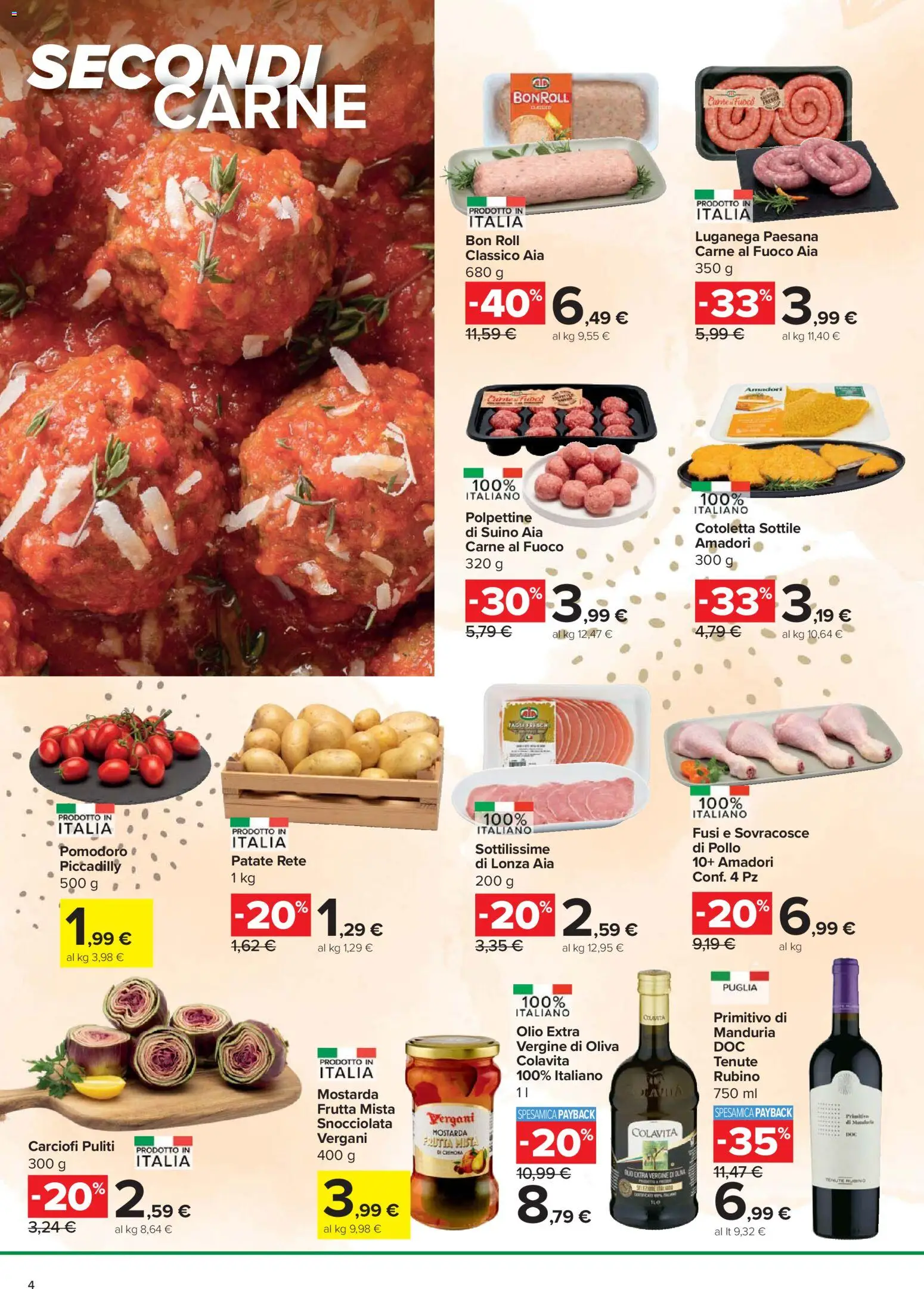 Volantino Carrefour del 24.03.2026 | Pagina: 4 | Prodotti: Pollo, Patate, Pomodoro, Carciofi